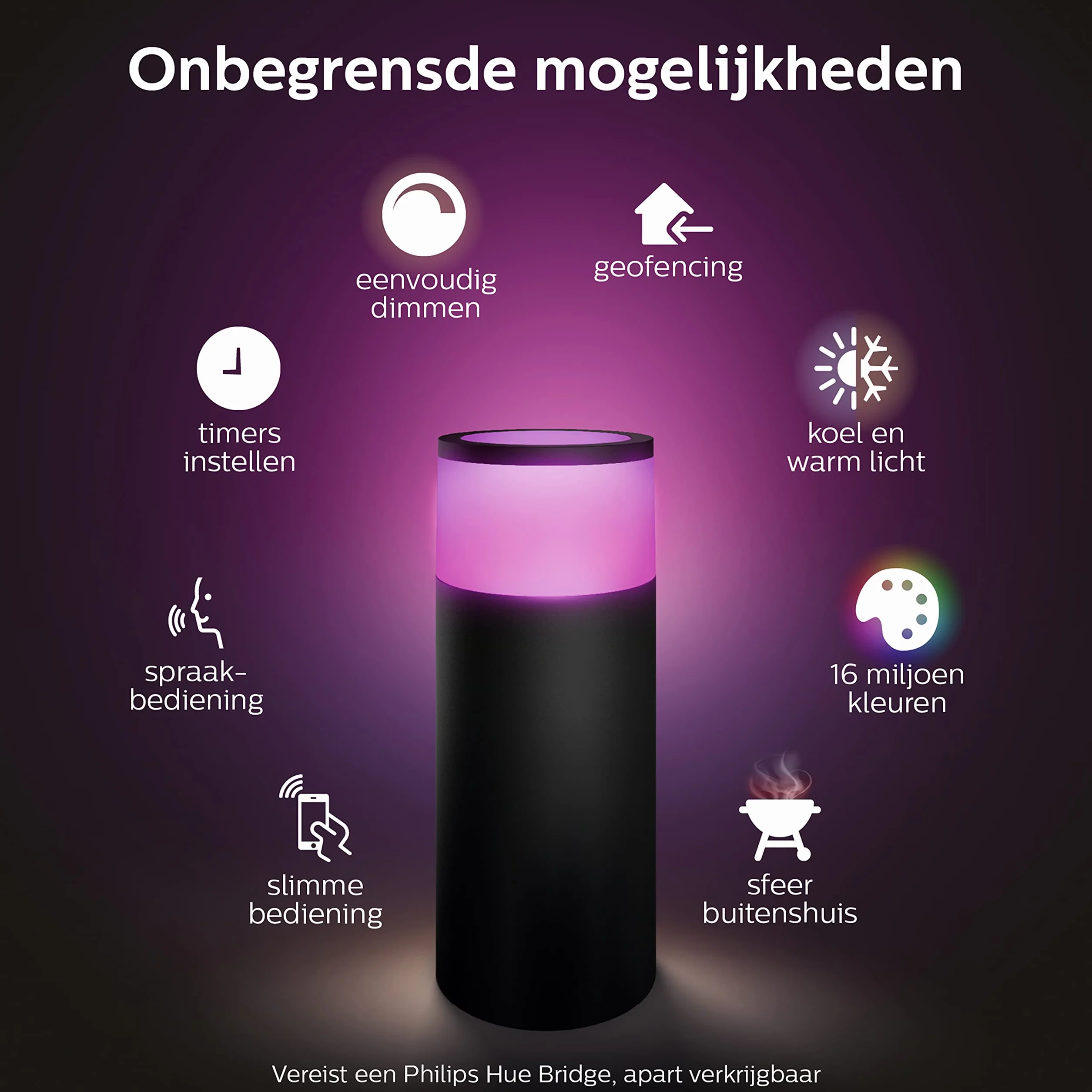 Philips Hue Calla White and Color Ambiance Zewnętrzna lampa stojąca LED, 16 mln kolorów, ściemnialna, sterowanie aplikacją