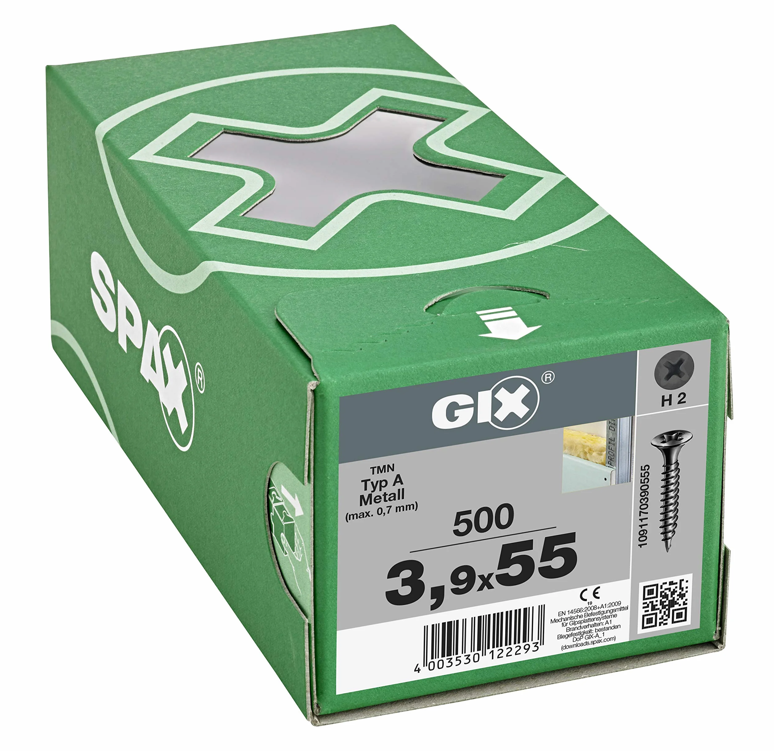 SPAX GIX-A śruby do płyt gipsowo-kartonowych 3,9 x 55 mm gwint drobny 500 sztuk