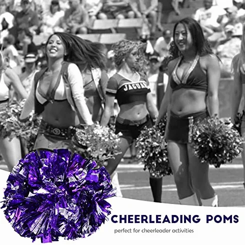 Keenso Pompony cheerleaderki, 1 para, 8 kolorów, z tworzywa sztucznego, pompony cheerleaderki, pompony cheerleaderki, pompony do cheerleaderki, na zajęcia sportowe(fioletowy + srebrny)