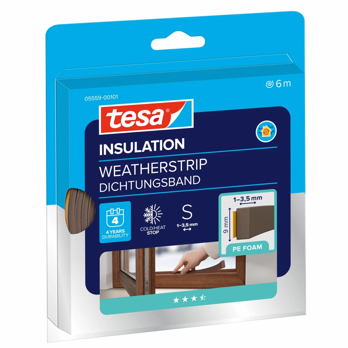 tesa INSULATION S taśma uszczelniająca pianka PE 6m x 9mm x 4mm brązowa