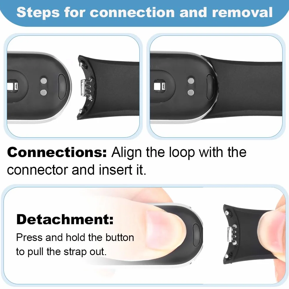 Ainiv Paski do Xiaomi Mi Band 10/9/8, miękki silikonowy pasek, oddychający, tylko szybkie uwolnienie, wymienne paski do bransoletki Xiaomi Smart Band 9/8, dla kobiet i mężczyzn