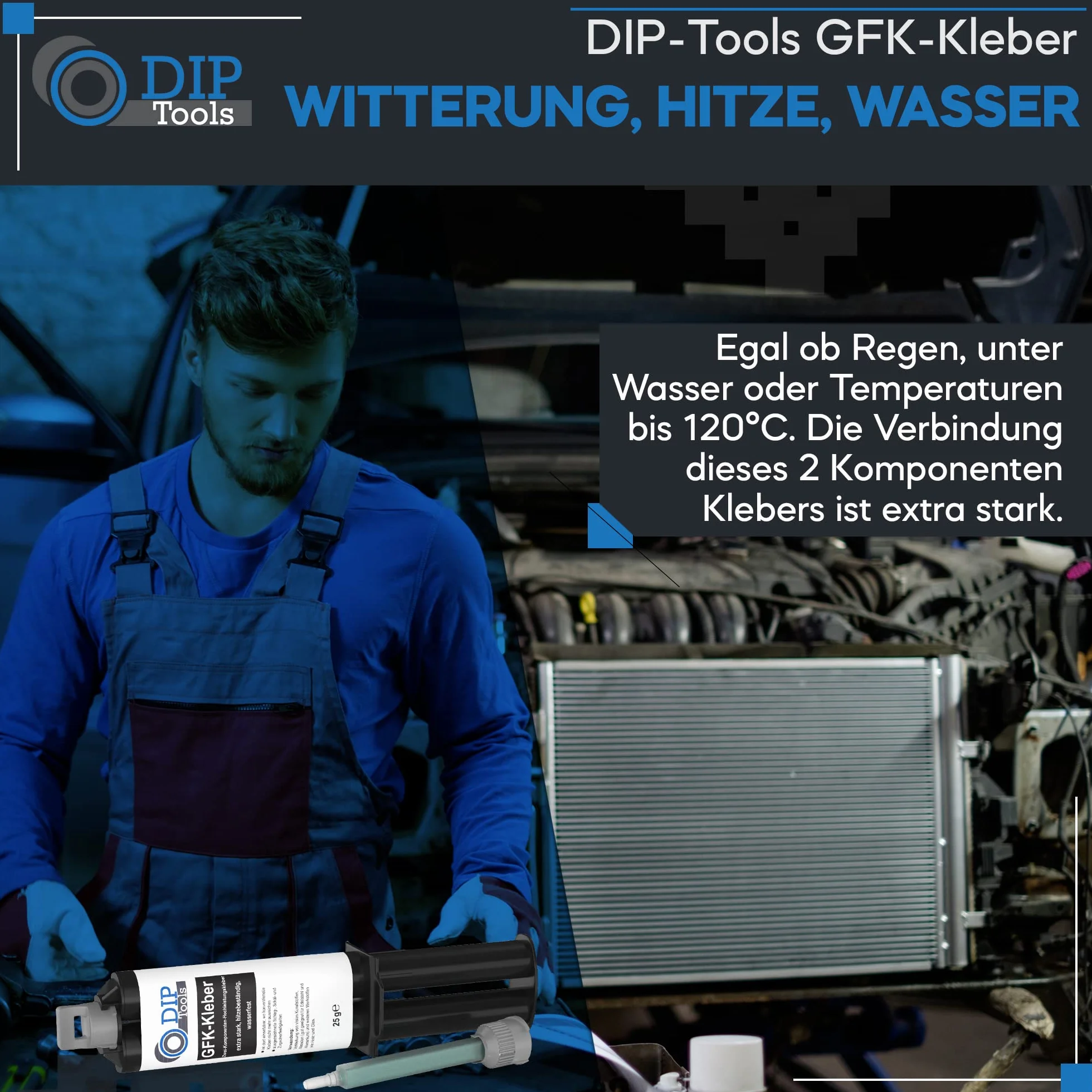 DIP-Tools Klej z włókna szklanego 2 komponenty wodoodporny odporny na wysokie temperatury