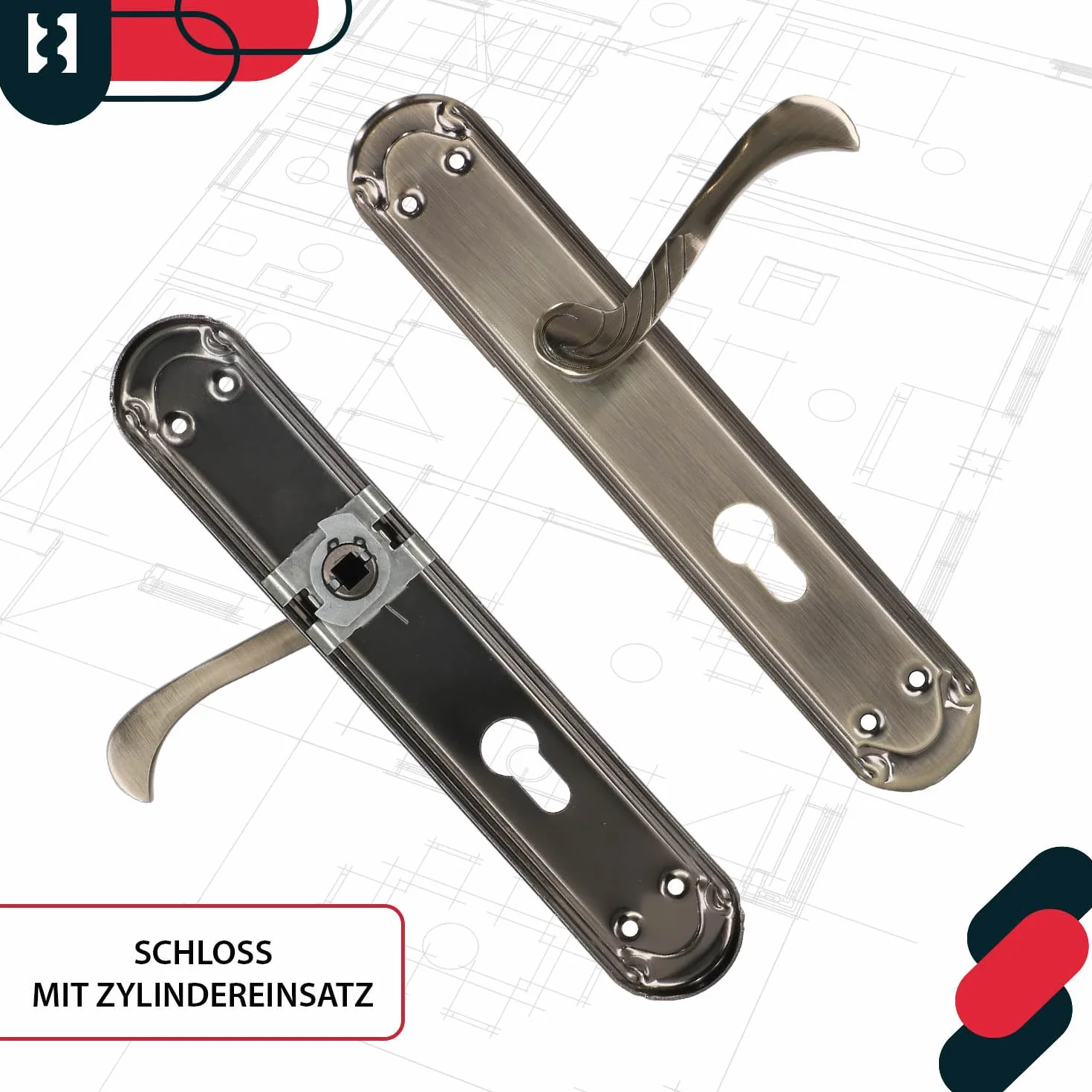 KOTARBAU Klamka 72 mm PZ Zestaw z Długim Szyldem Okucie Do Bramy Uchwyt