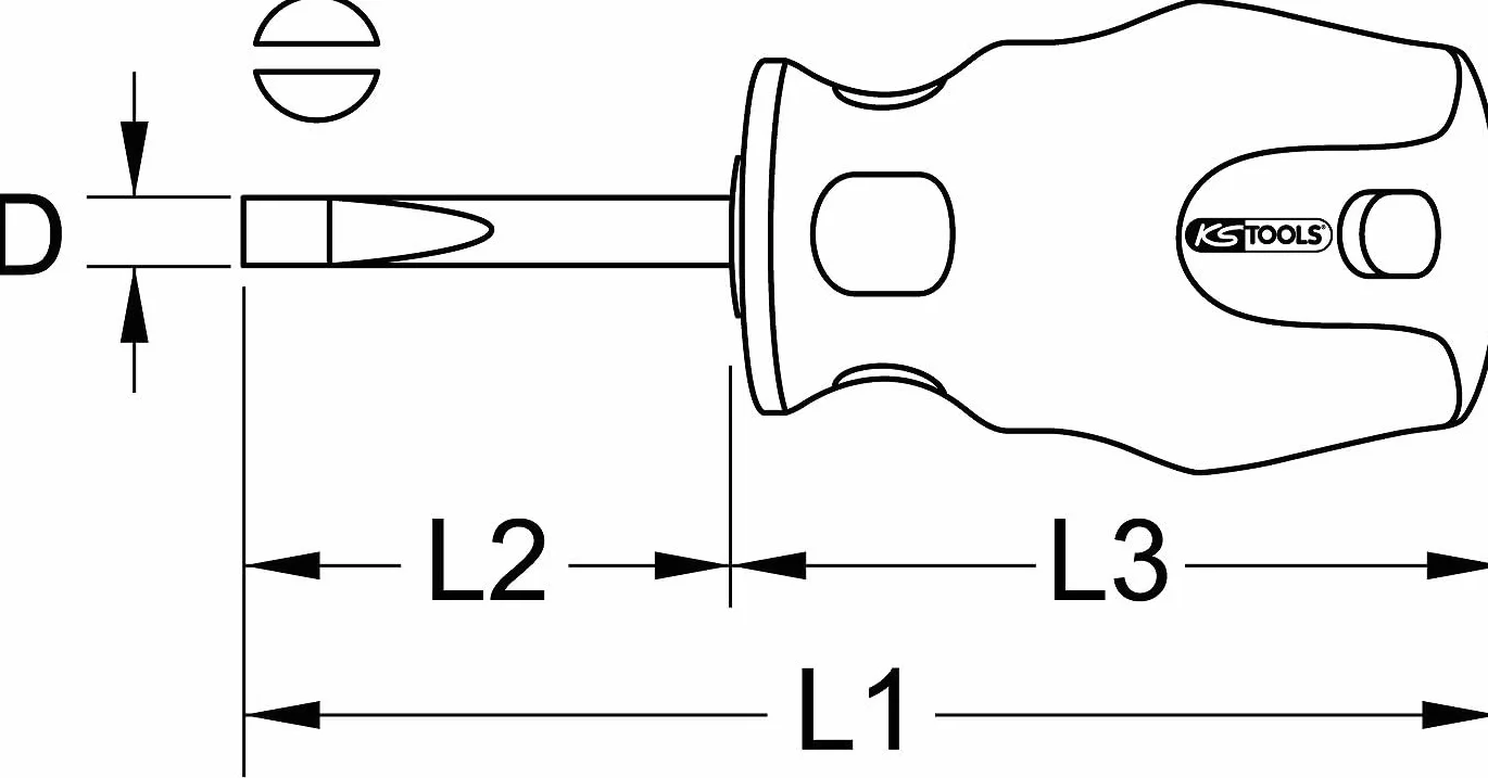 KS Tools ERGOTORQUEplus wkrętak płaski 8mm krótki