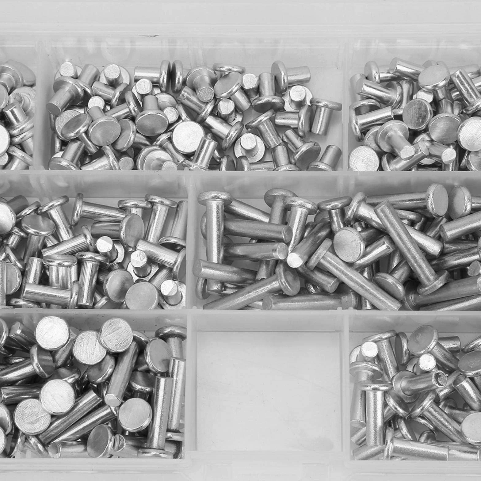Solidne nity aluminiowe płaska główka M4 4-20 mm 350 szt.
