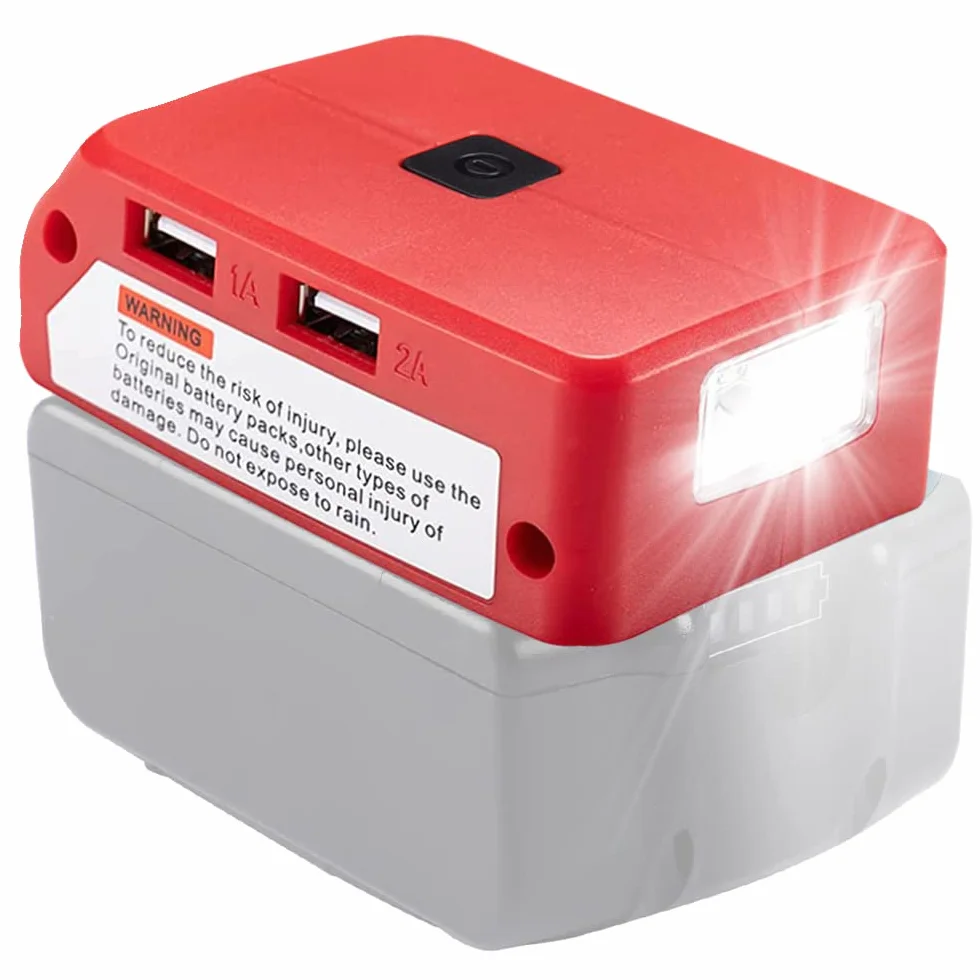 Adapter USB do akumulatora 18 V, lampa LED robocza z portem DC 12 V 2 A i podwójnym USB, zasilacz kompatybilny z 18 V