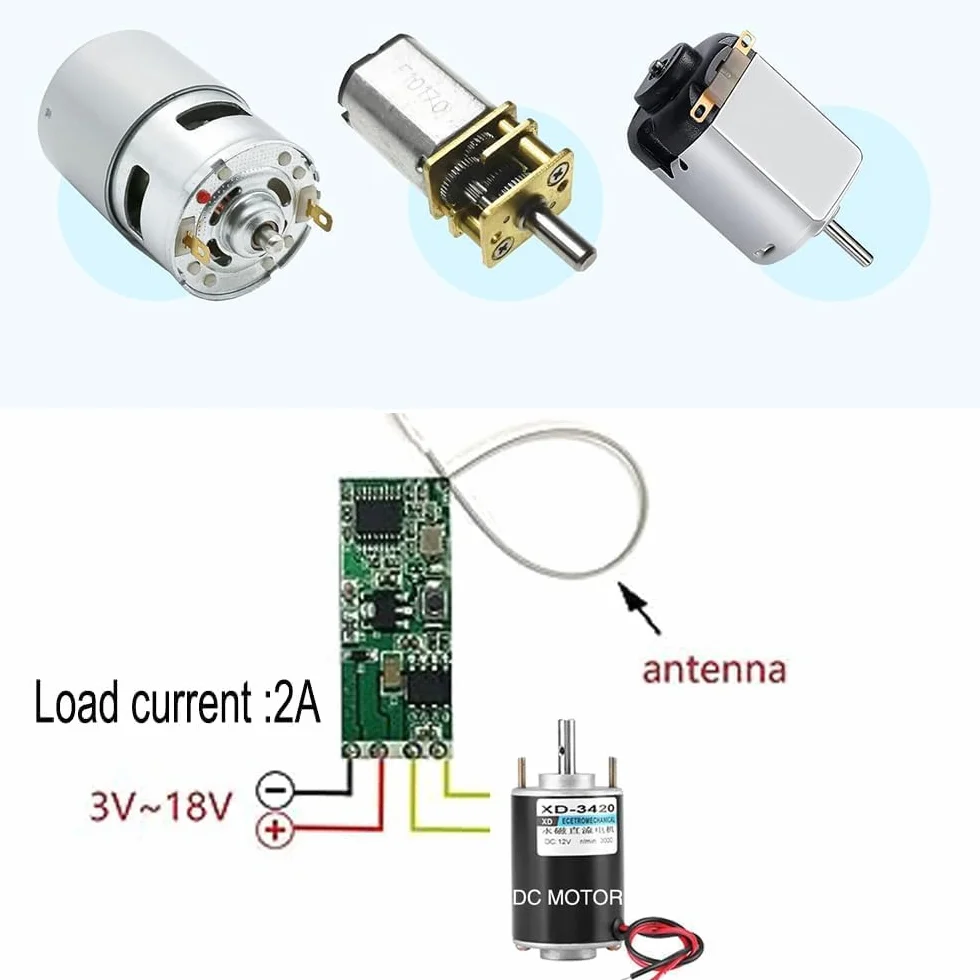 QIACHIP 3,7 V 5 V 12 V Moduł Bezprzewodowy kontroler silnika Przełącznik zdalnego sterowania 433 MHz RF Przekaźnik odbiornika z 2 nadajnikami