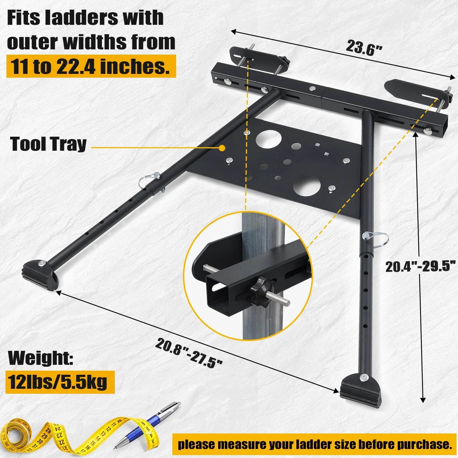 Stabilizator drabiny do rynny dachowej regulowany 51-75 cm antypoślizgowy udźwig 145 kg