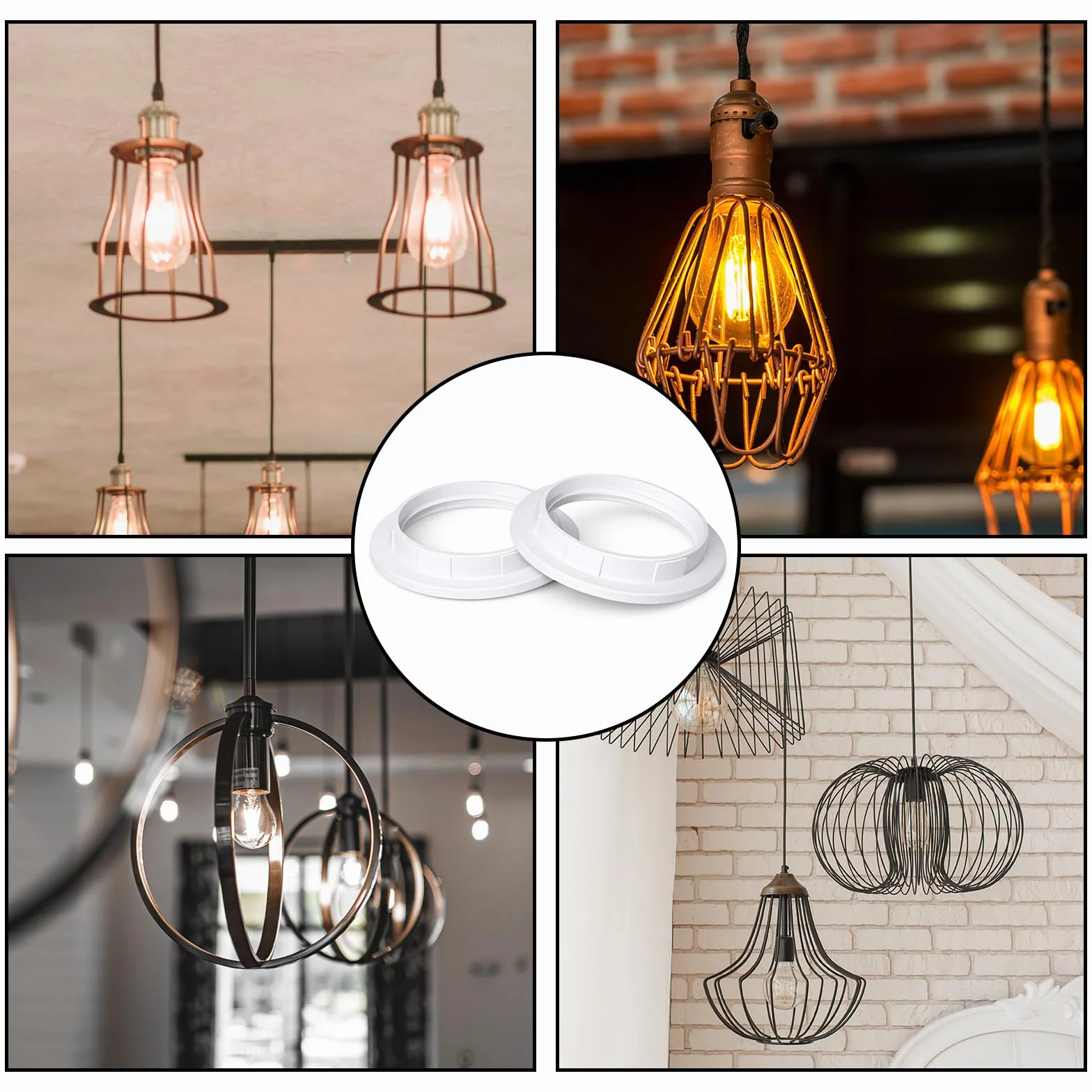 Pierścienie redukcyjne klosza lampy E27 38 mm z tworzywa sztucznego kołnierz śrubowy adapter