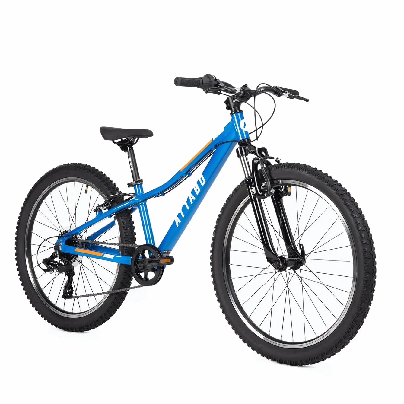 ATTABO MTB JR rower górski z aluminiową ramą, 12", rower dziecięcy z kołami 24" z akcesoriami, ergonomiczna kierownica V-Brake, regulowane siodełko, 8-biegowa przerzutka łańcuchowa