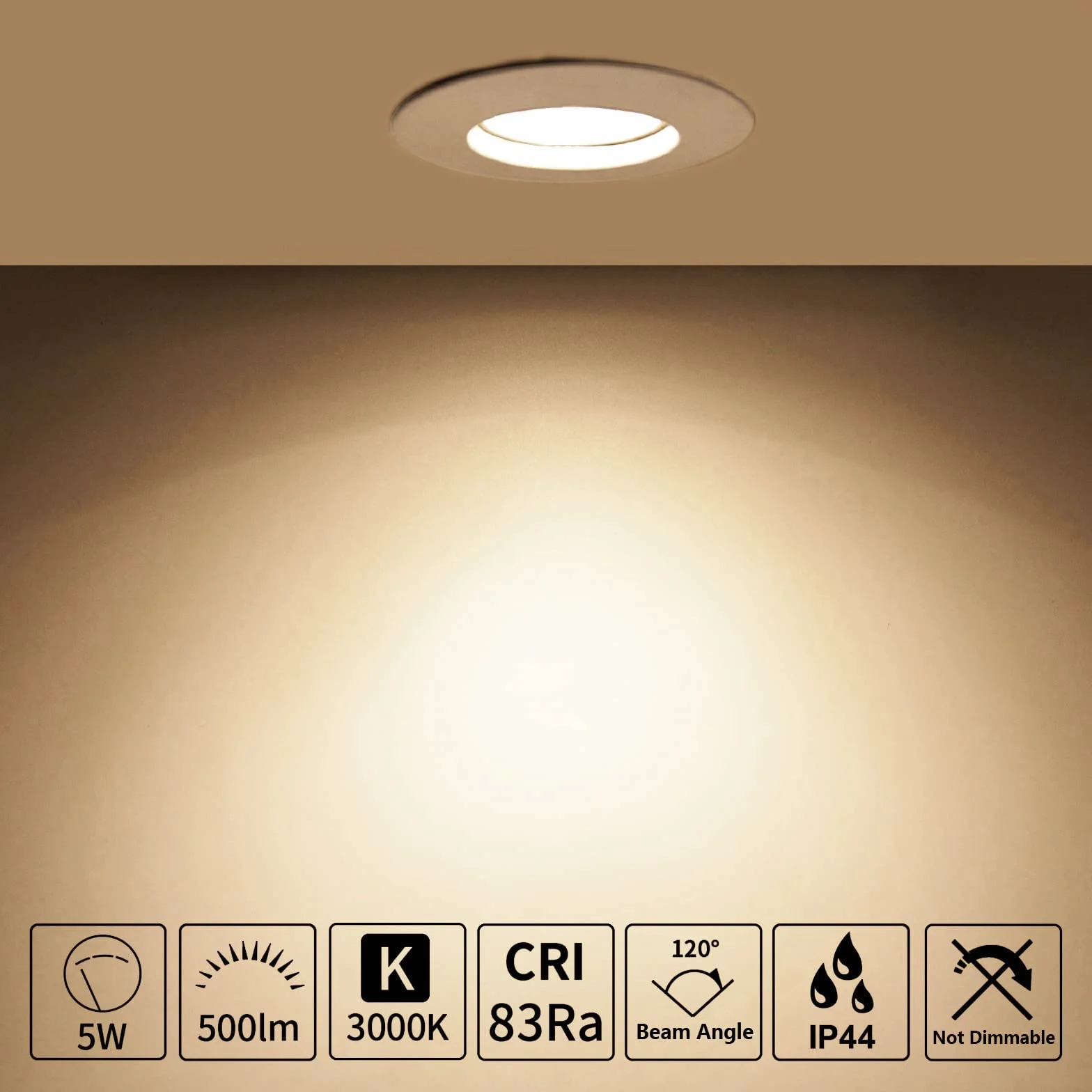 Lampy sufitowe LED do zabudowy IP44 5W 500lm 240V ultracienkie biel