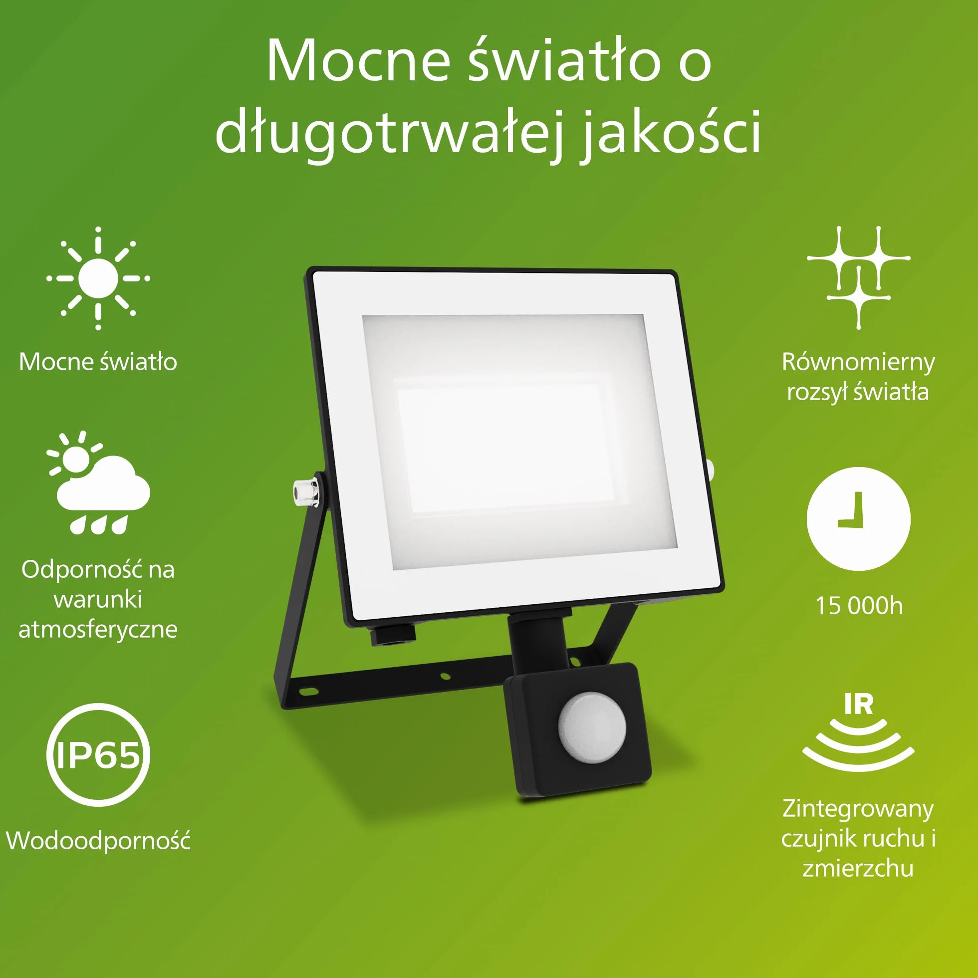 Philips Lois Zewnętrzna Lampa Floodlight z Czujnikiem 30 W 5000 K Czarna