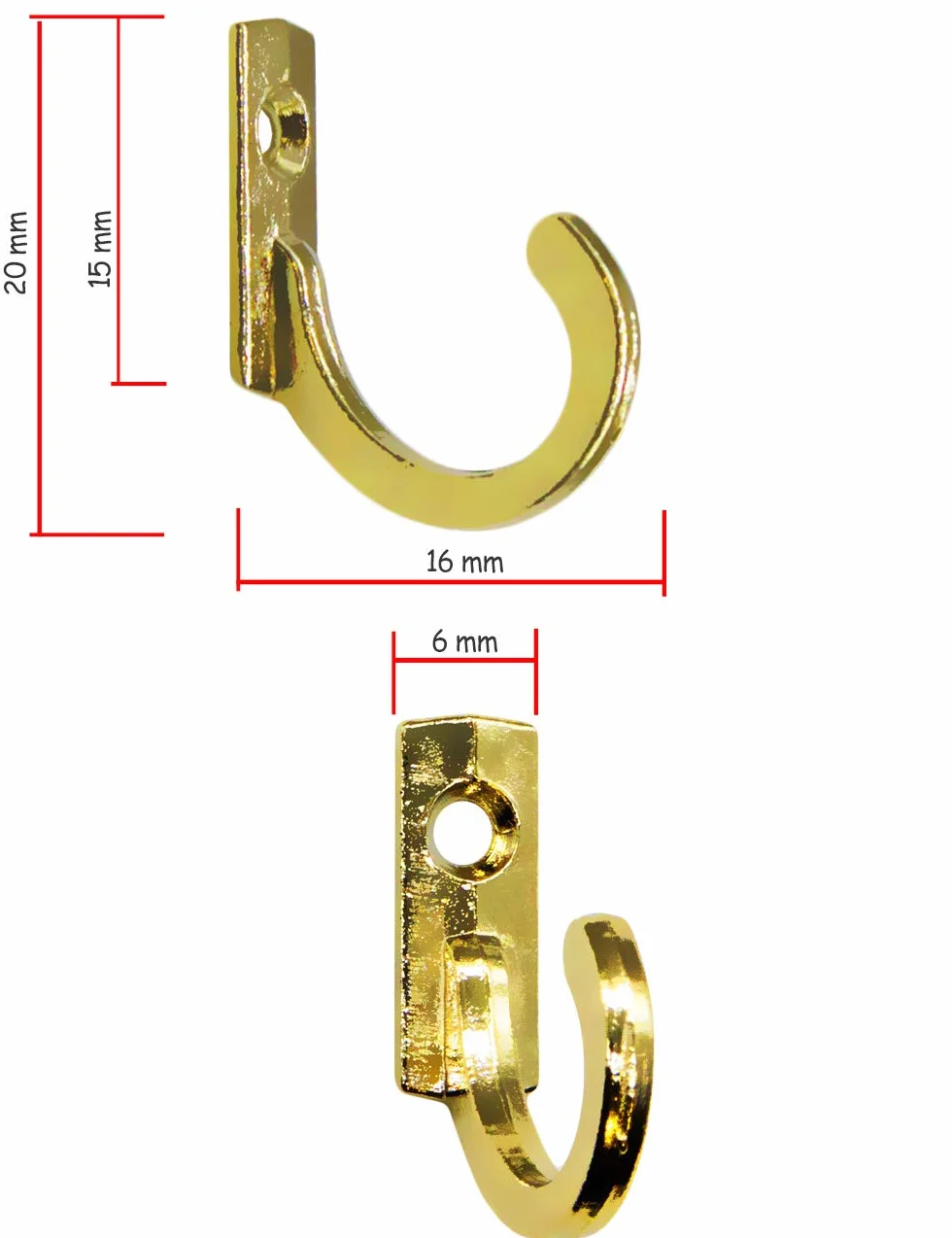 Fuxxer® – 10 x haczyk na obraz, żelazny haczyk, metalowy haczyk, hak ścienny, wzór mosiądzu, styl vintage, 23 mm, złoty, zestaw 10 sztuk