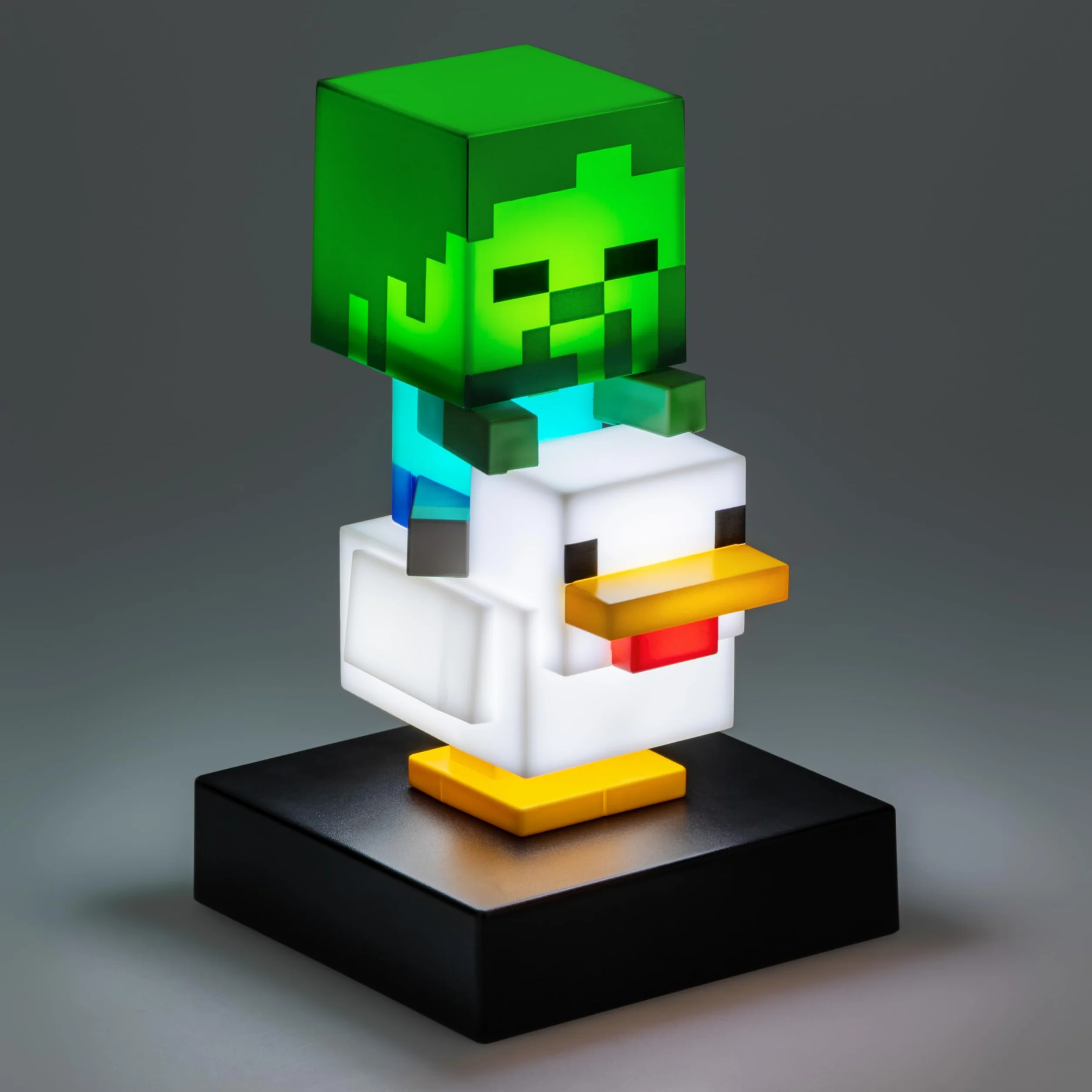 Paladone Minecraft Chicken Jockey Icon Light, podświetlana figurka 12 cm, lampa do sypialni dla graczy