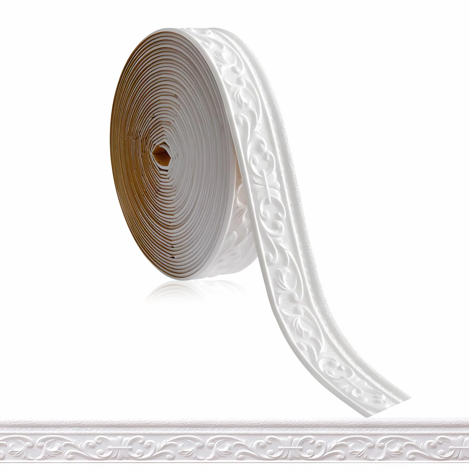 Bordiura samoprzylepna biała 10 m x 8 cm x 5 mm listwy sufitowe 3D sztukatorskie na ścianę