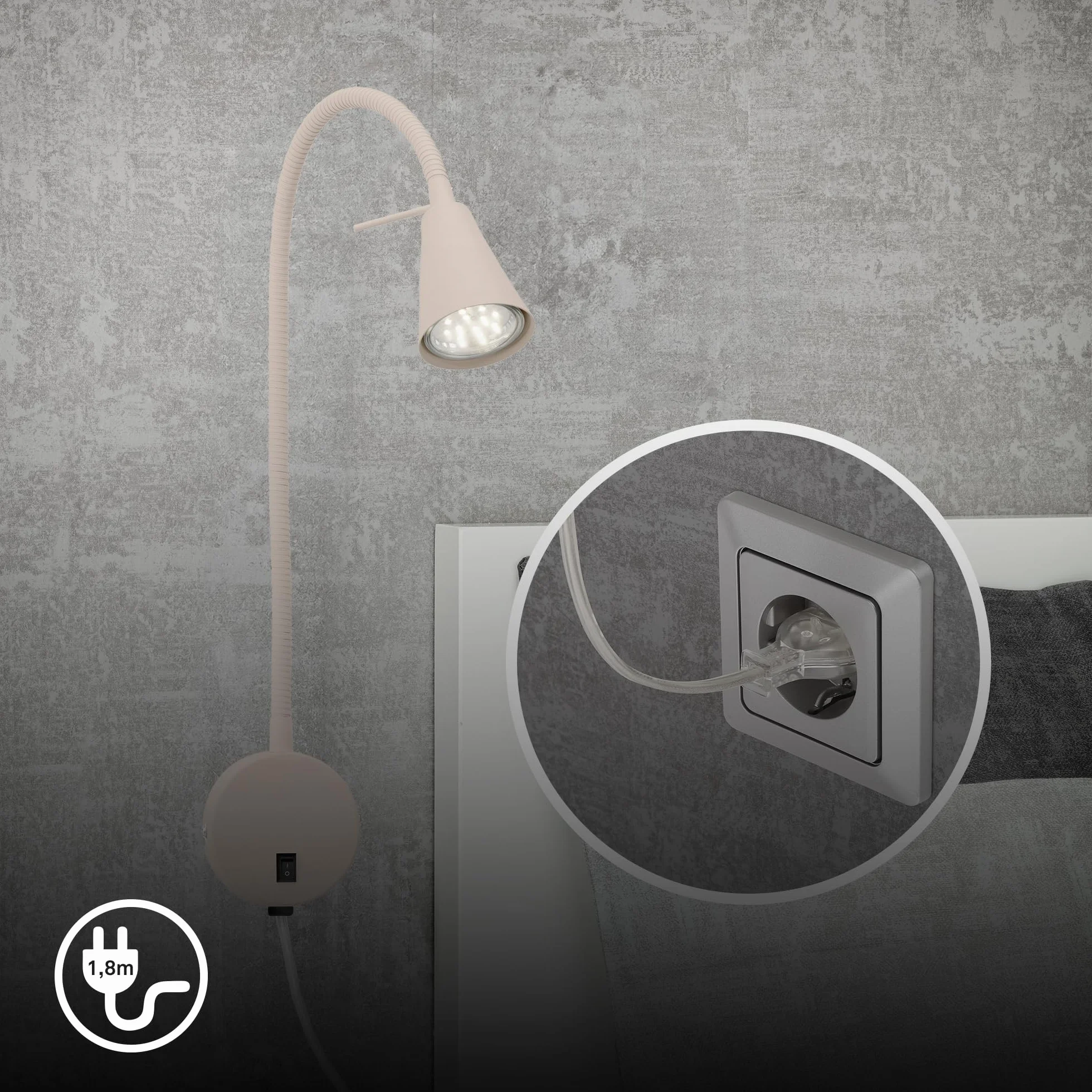 BRILONER Lampa do czytania LED GU10 4,7 W 400 lm ciepłe białe światło kinkiet wewnętrzny