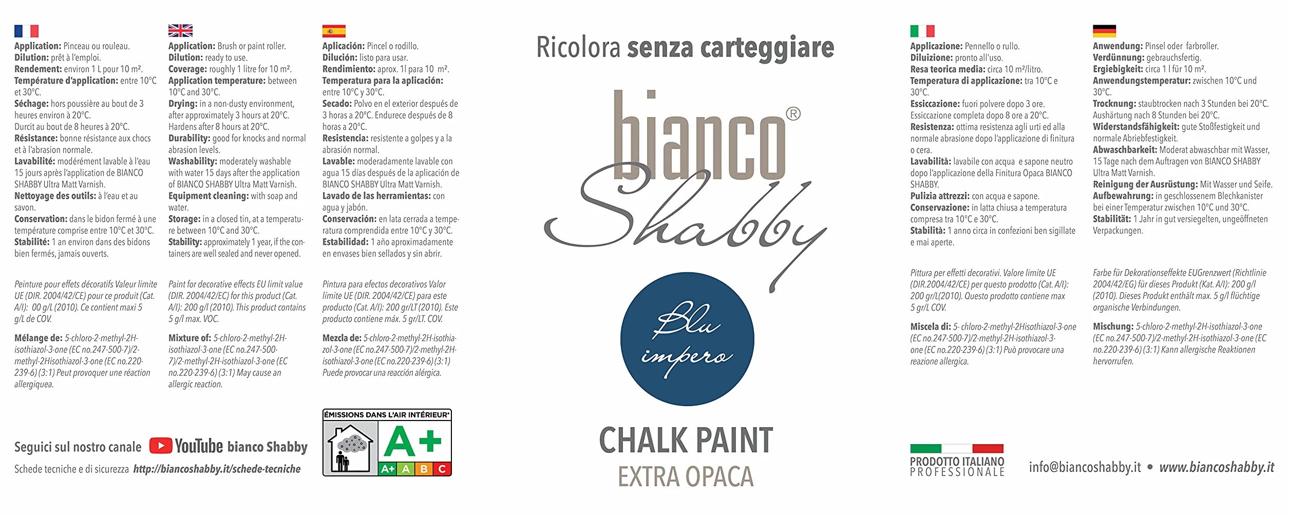 Shabby® Chalk Paint Blu Impero farba kredowa do mebli i ścian efekt vintage 0,5 L