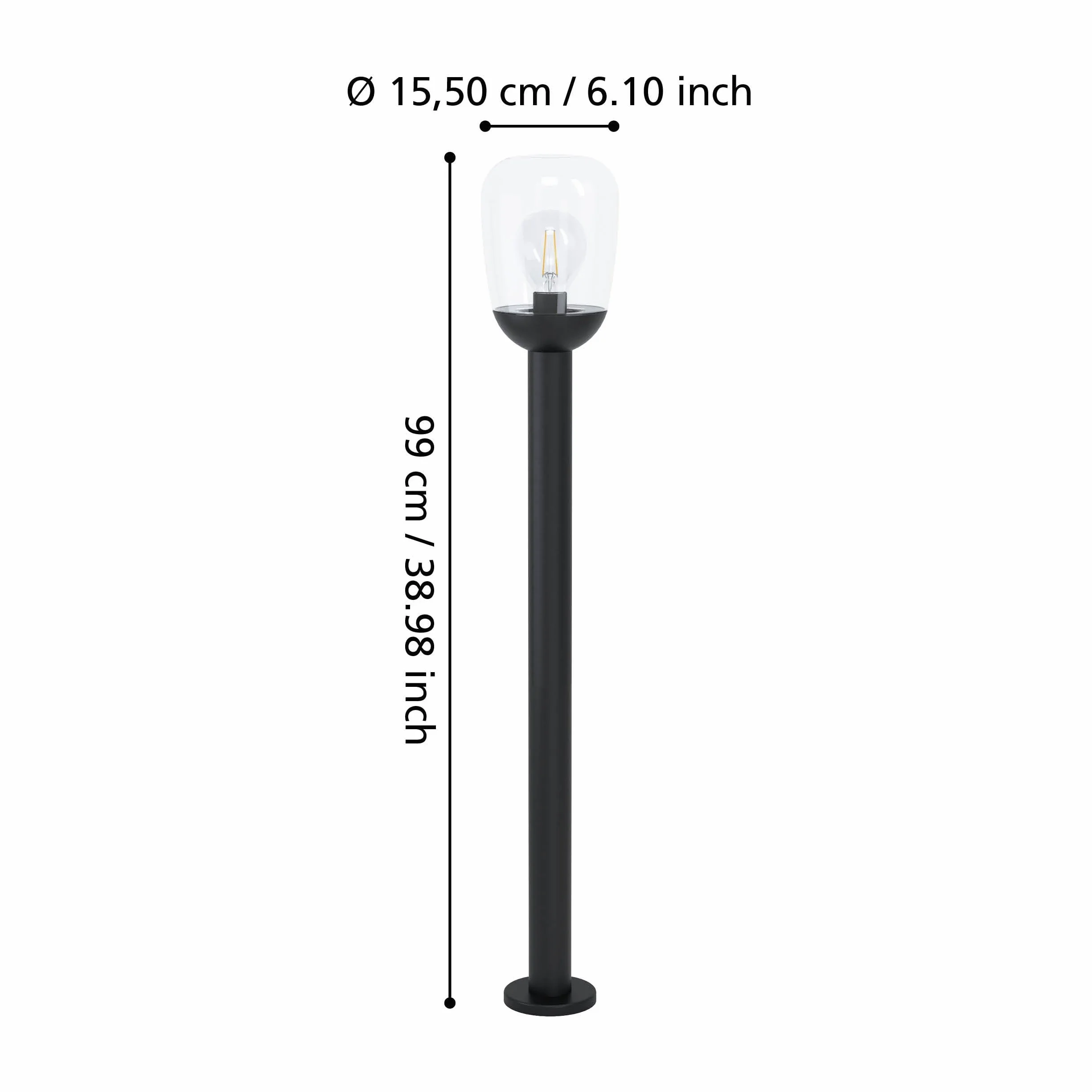 EGLO Donatori zewnętrzna lampa stojąca retro czarna aluminium szkło przezroczyste E27 IP44