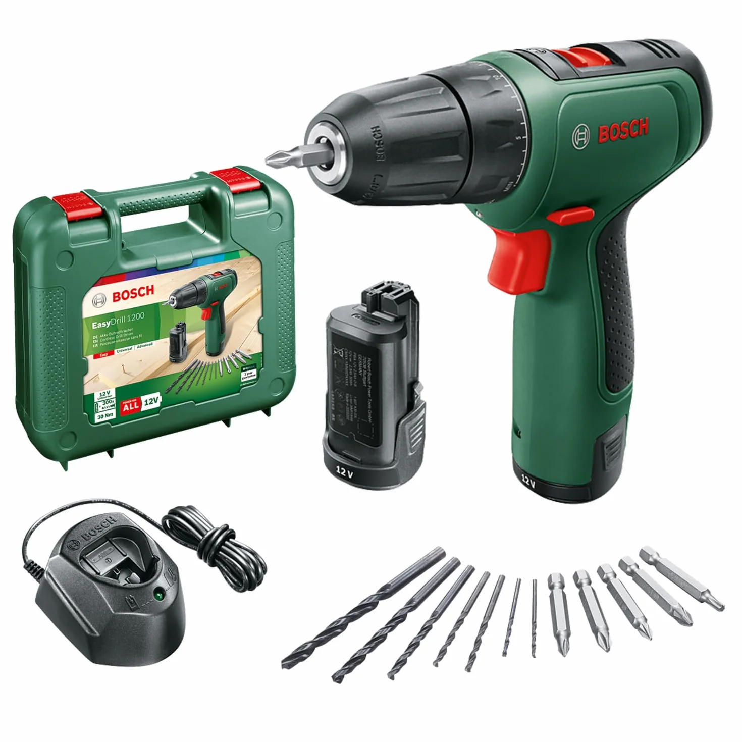 Bosch EasyDrill 1200 Akumulatorowa Wiertarka 12V Zestaw 2 Akumulatory Walizka