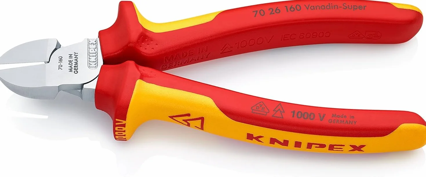 KNIPEX Szczypce tnące boczne chromowany 160 mm, izolowane wg VDE