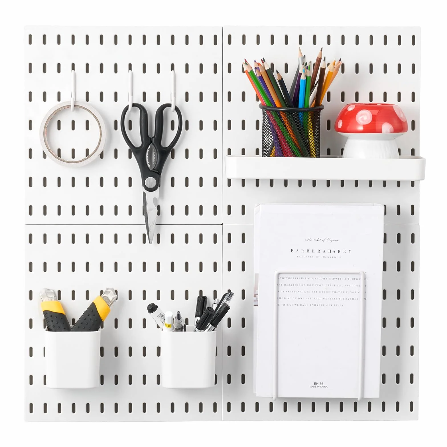 VEVOR Uchwyt na narzędzia ścienne 28 x 28 cm zestaw 4 plastikowych organizatorów ściennych z akcesoriami garażowymi, narzędziami, kuchnią, salonem, pokojem rzemieślniczym, biurem, łazienką, domem,