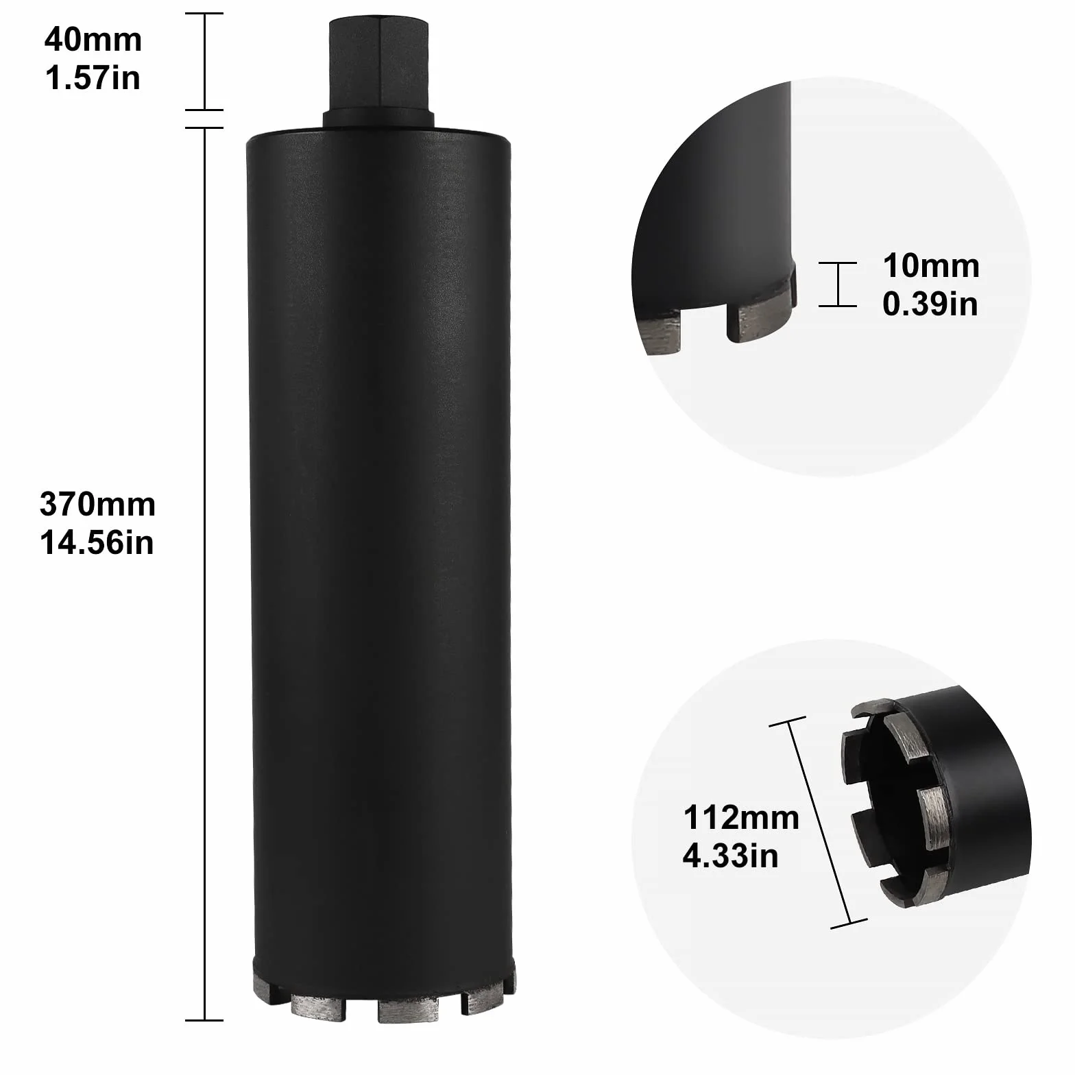 CPROSP diamentowa koronka wiertnicza DM 112 mm, UNC 1¼", L 420 mm