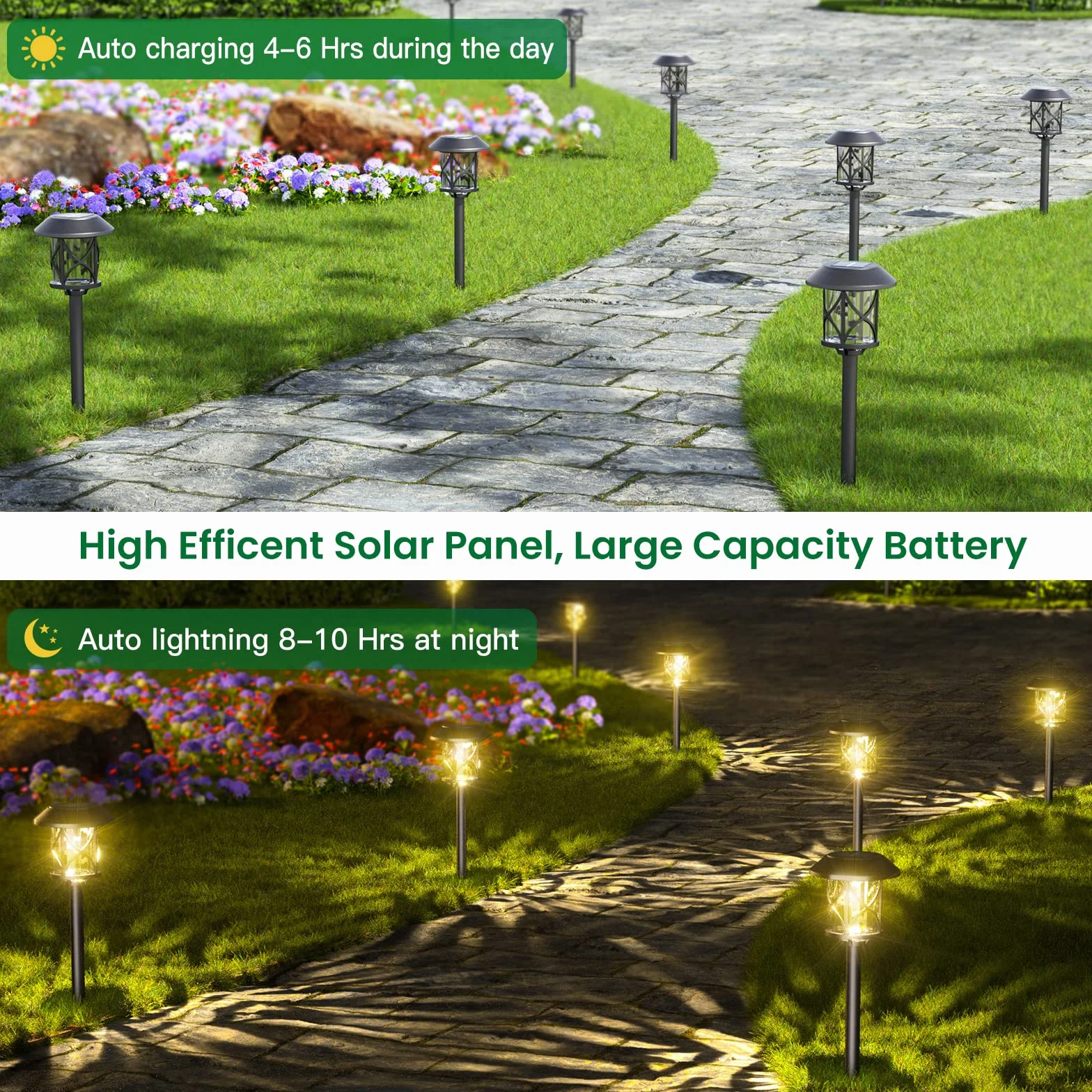 Lampa solarna ogrodowa LED Quntis IP65 wodoodporna zestaw 6 ciepły biały