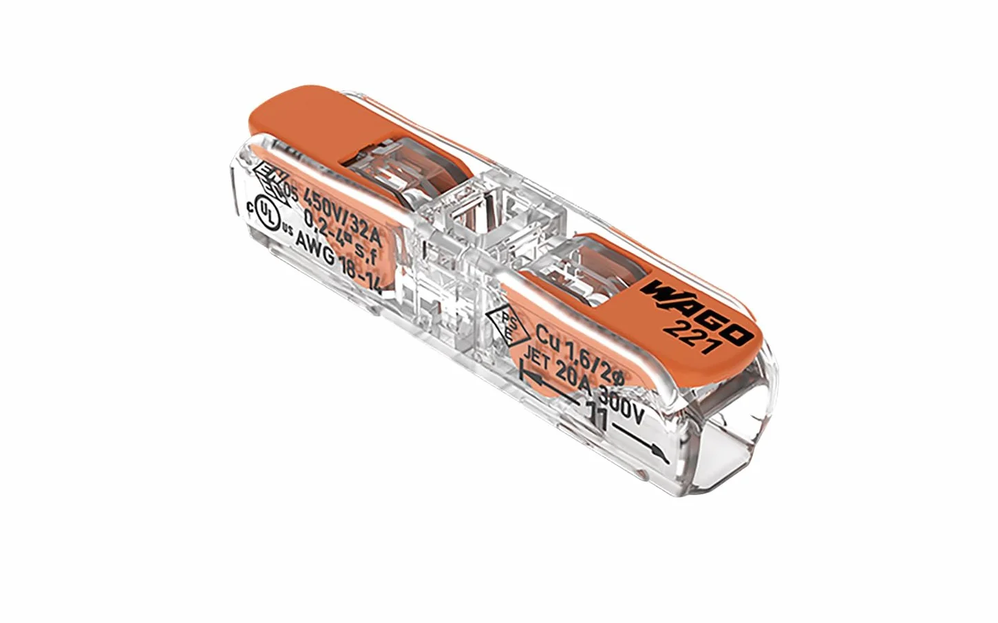 WAGO Zacisk 2-przewodowy 4 mm² złączka przelotowa z dźwignią 221-2411 10 sztuk