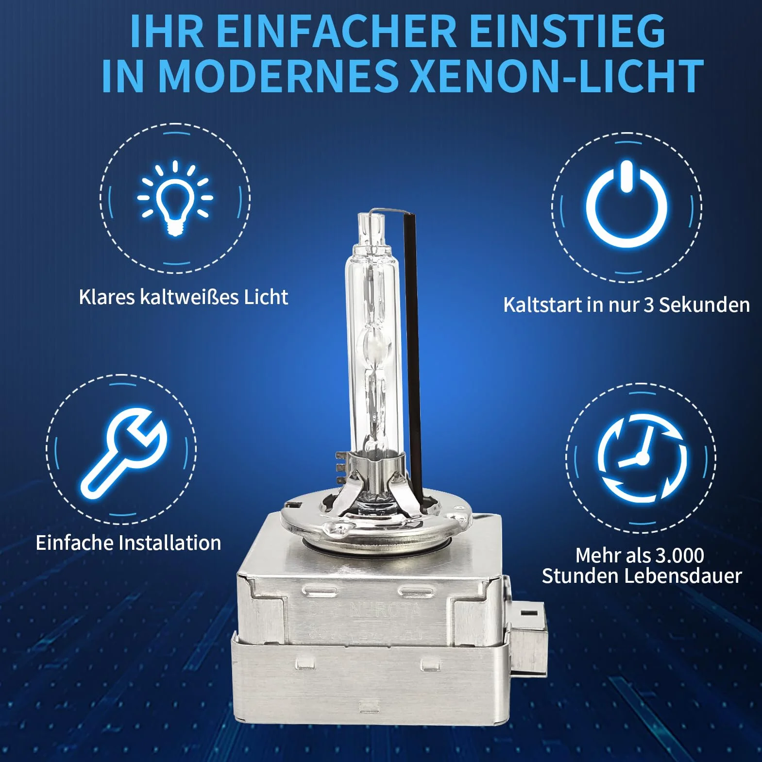 D1S Xenon Brenner 12V 60W–Extra Helle 5500K Weiß D1S Scheinwerferlampe mit Zulassung & langer Lebensdauer–Ideal als OEM-Ersatz für Abblendlicht & Fernlicht PK32d-2– 2 Stück