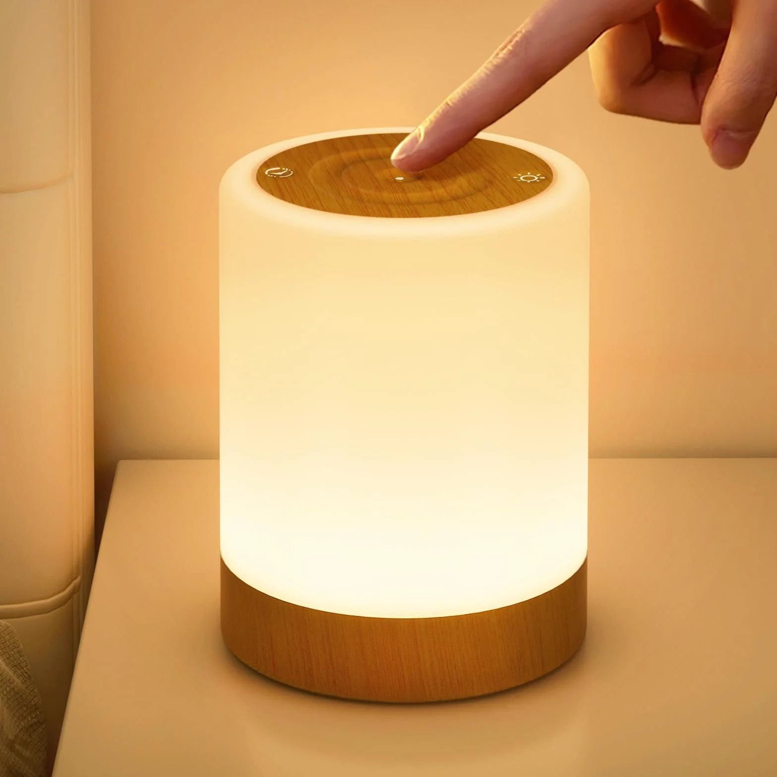 Lampka nocna LED dotykowa 256 kolorów ściemniana USB timer pamięć dla dzieci