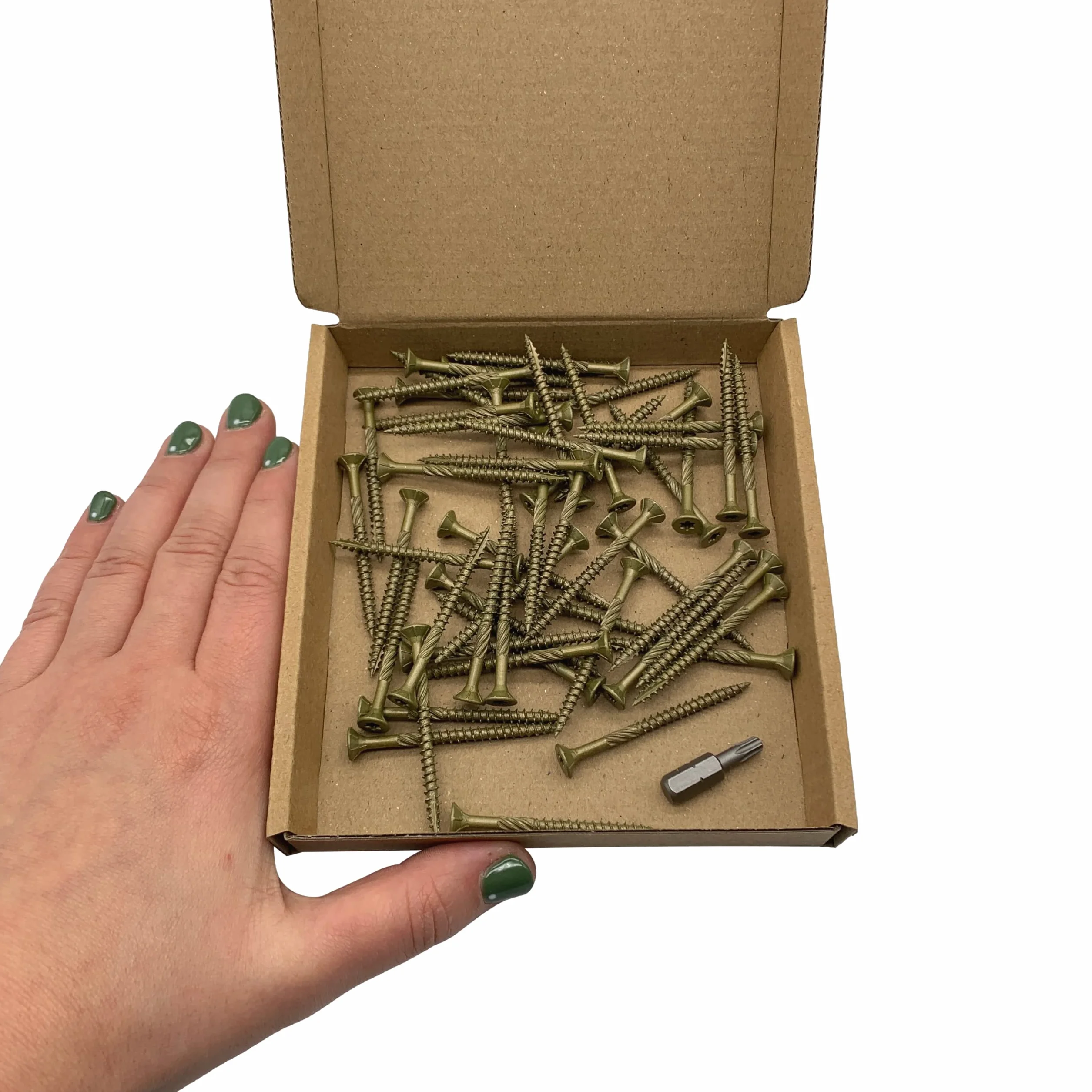 Śruby tarasowe 4,0 x 50 mm drewniane łeb stożkowy Torx typ 17 zielone antykorozyjne