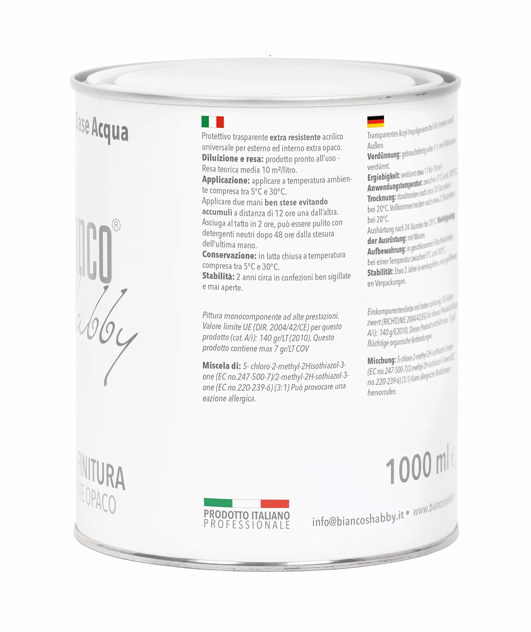 bianco Shabby MATOWE Przezroczyste DŁE/WYKOŃCZENIE do malowania i drewna Chalk (1 Lit)