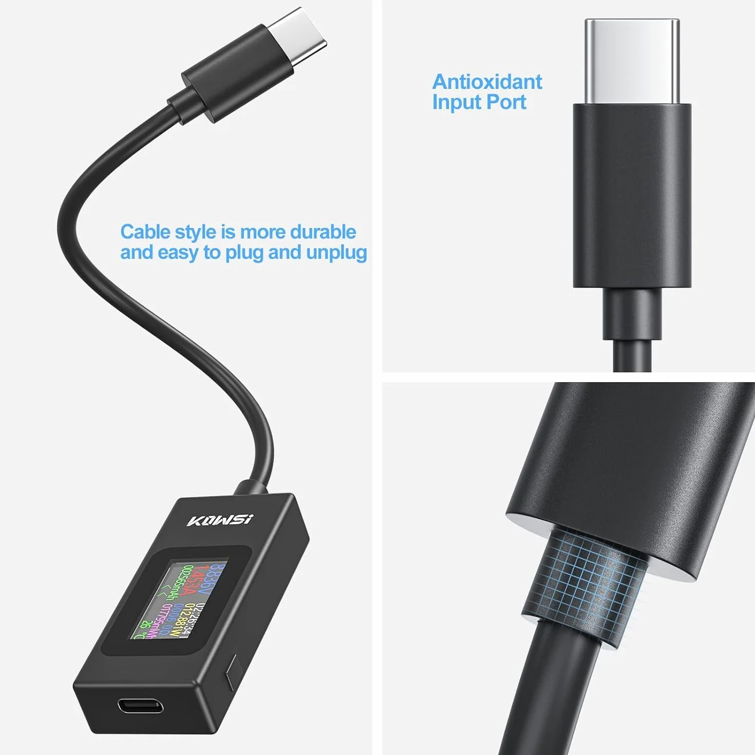 Tester USB C 4-30V 0-6.5A Multimetr cyfrowy miernik mocy