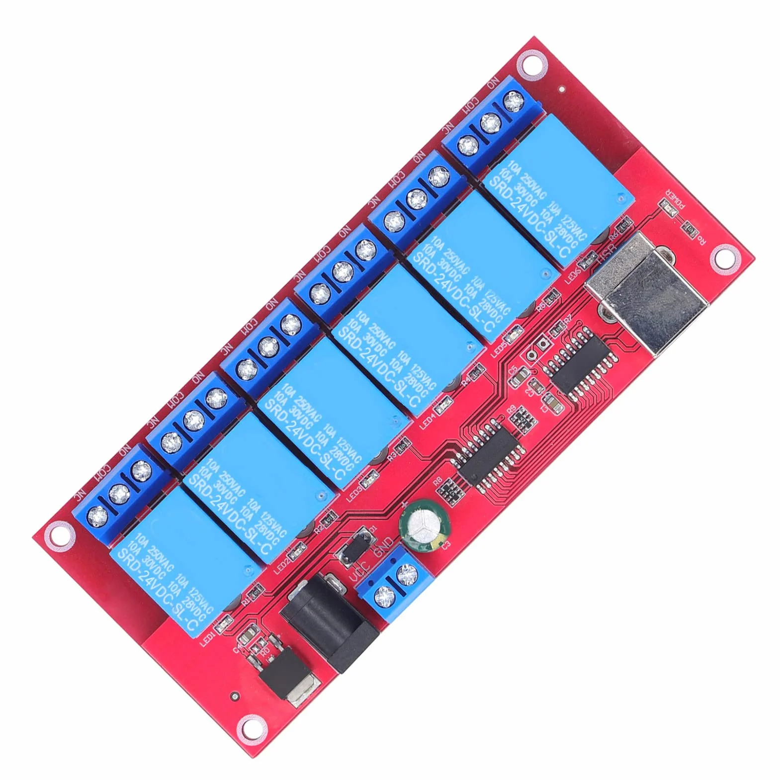 Moduł Przekaźnikowy USB 6-kanałowy 10A 24V Regulowany