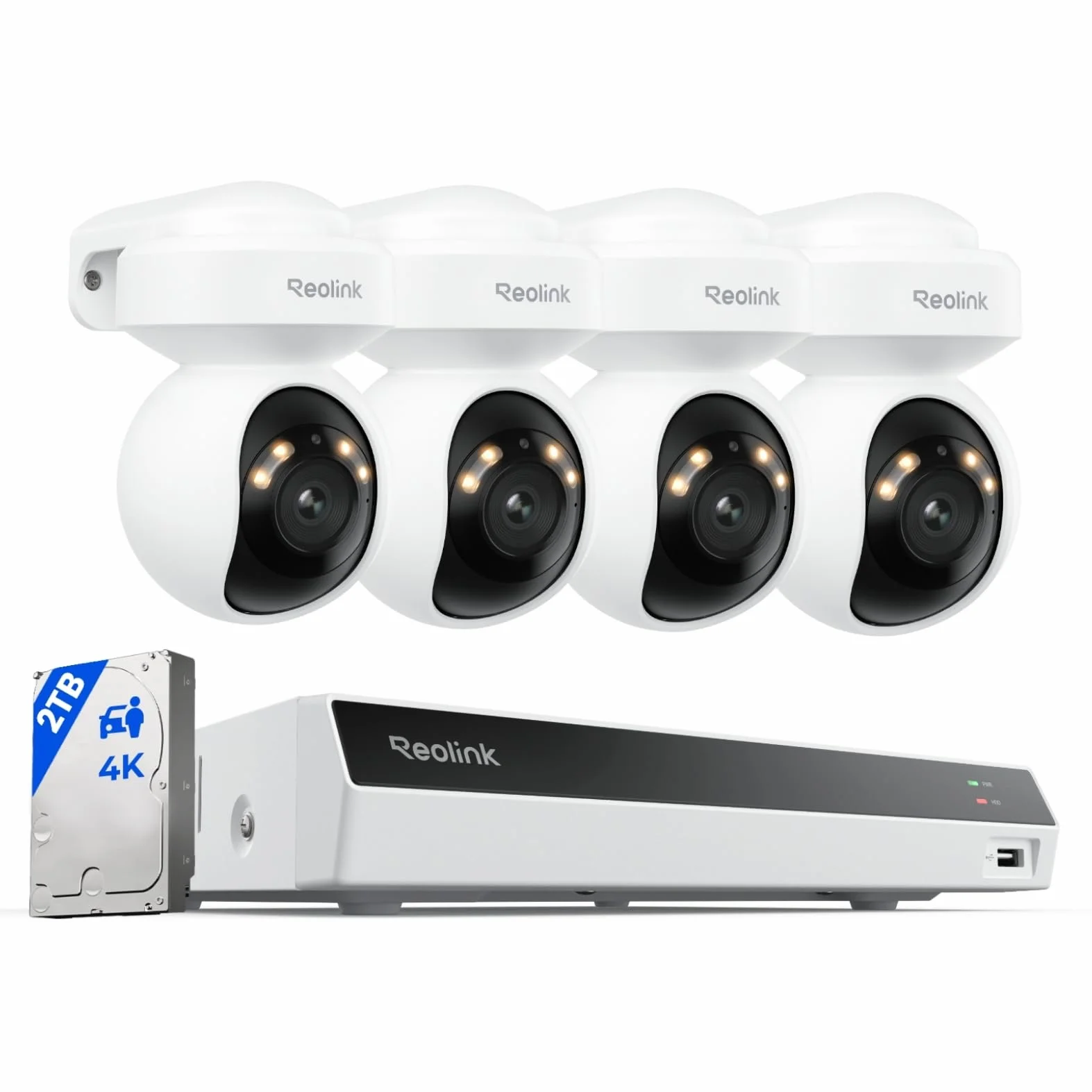 Reolink RLK8-800PT4 4K PoE Security System Pan Tilt z auto-trackingiem 8CH NVR 2TB HDD 4 kamery