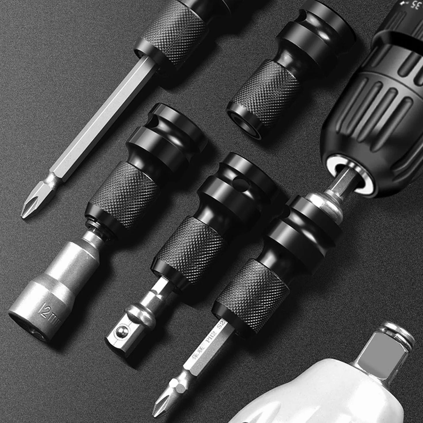 Adapter klucza udarowego 1/2 do 1/4, stal CR-MO, 2 sztuki