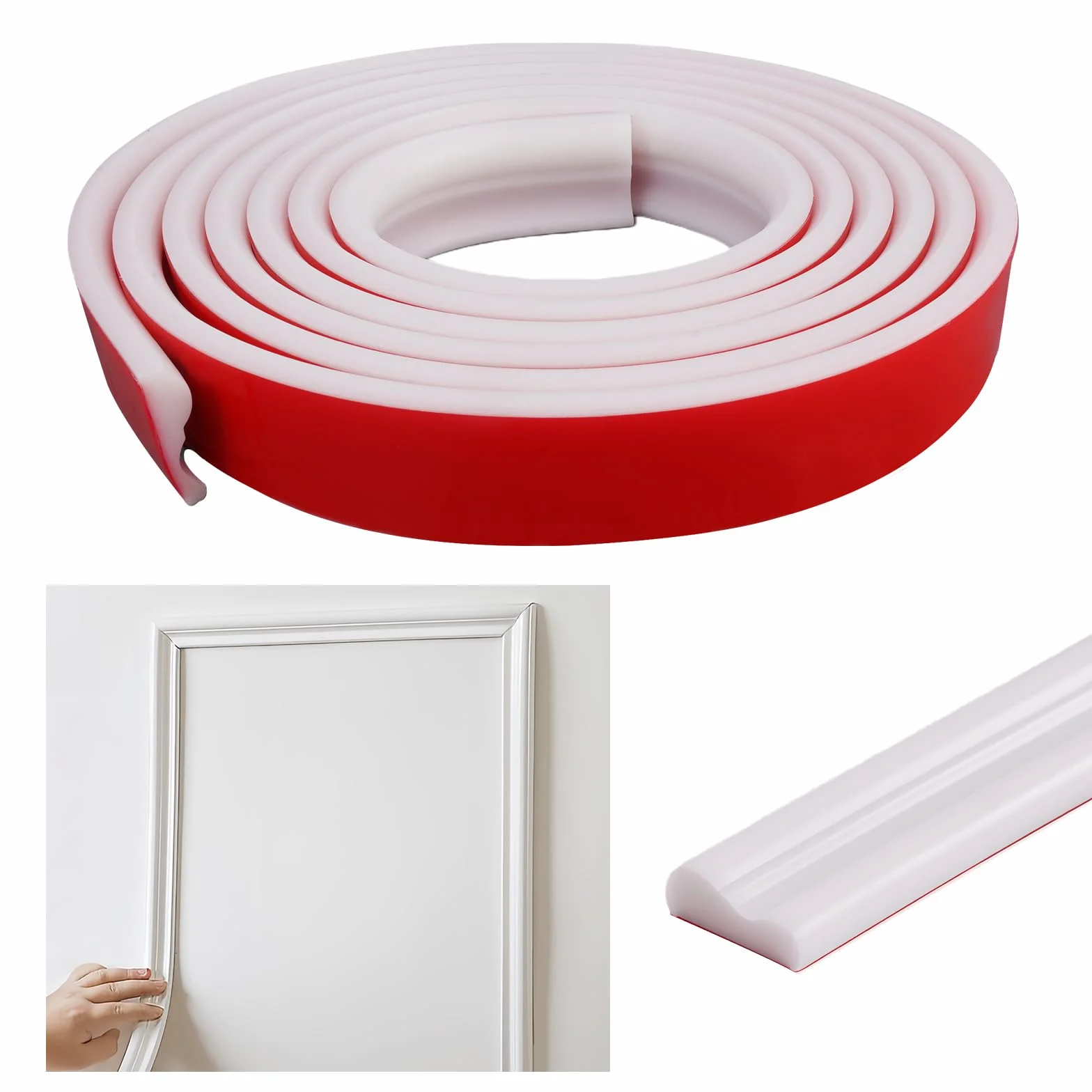 Listwy sztukatorskie TPE peel and stick 3 m x 32 mm samoprzylepne wodoodporne elastyczne dekoracja ścienna