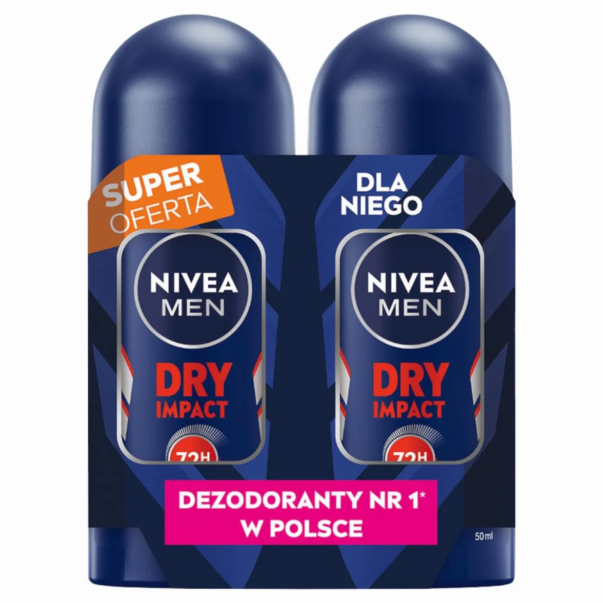 NIVEA MEN Dry Impact antyperspirant w kulce 72H, 2x50ml