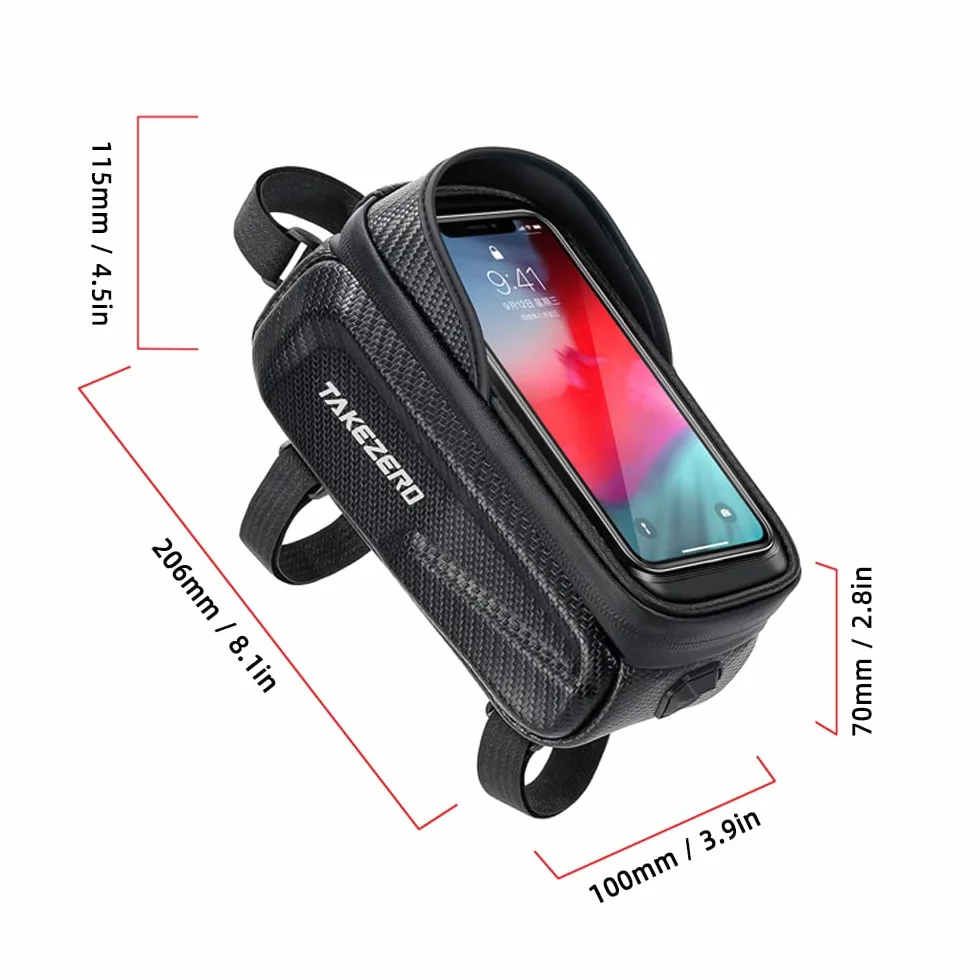 Torba na ramę rowerową, wodoszczelna torba na kierownicę rowerową, do rowerów wyścigowych, rowerów elektrycznych, pomieści smartfony do 6,8″ (czarna)