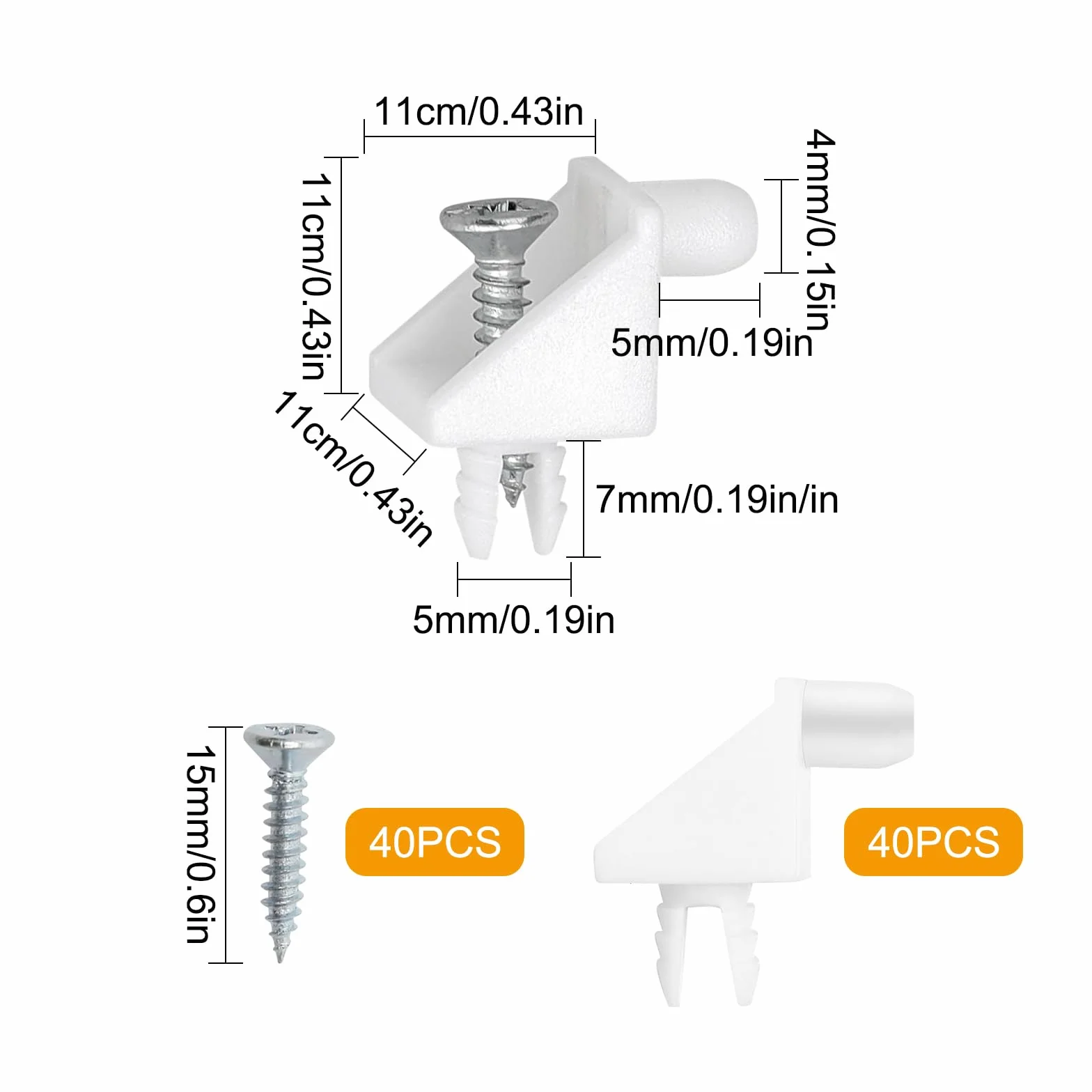 Wsporniki podłogowe 5 mm białe 40 sztuk do IKEA PAX do szaf regałów ścianek