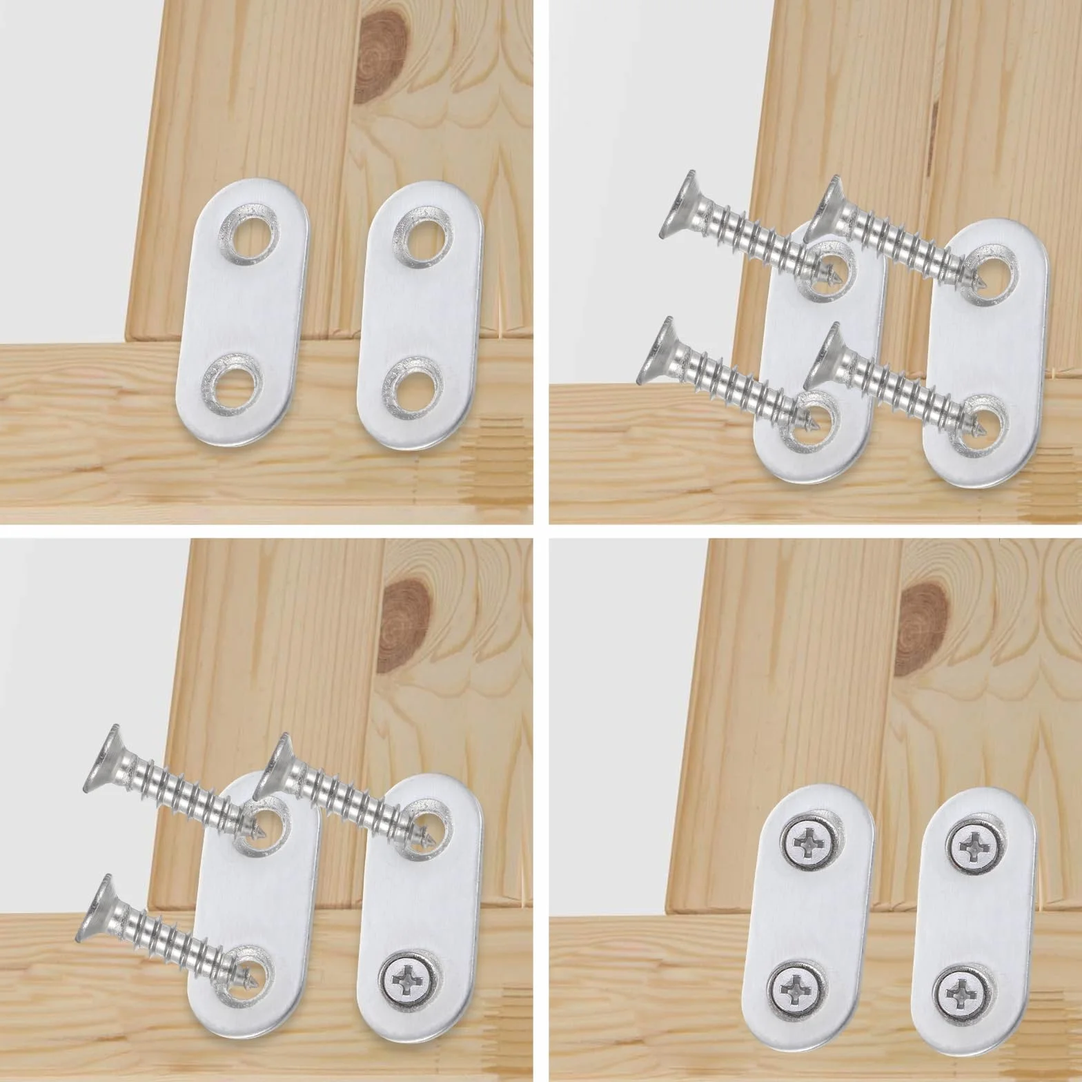 Łączniki płaskie ze stali nierdzewnej 3,6 x 1,6 cm perforowane z 50 śrubami