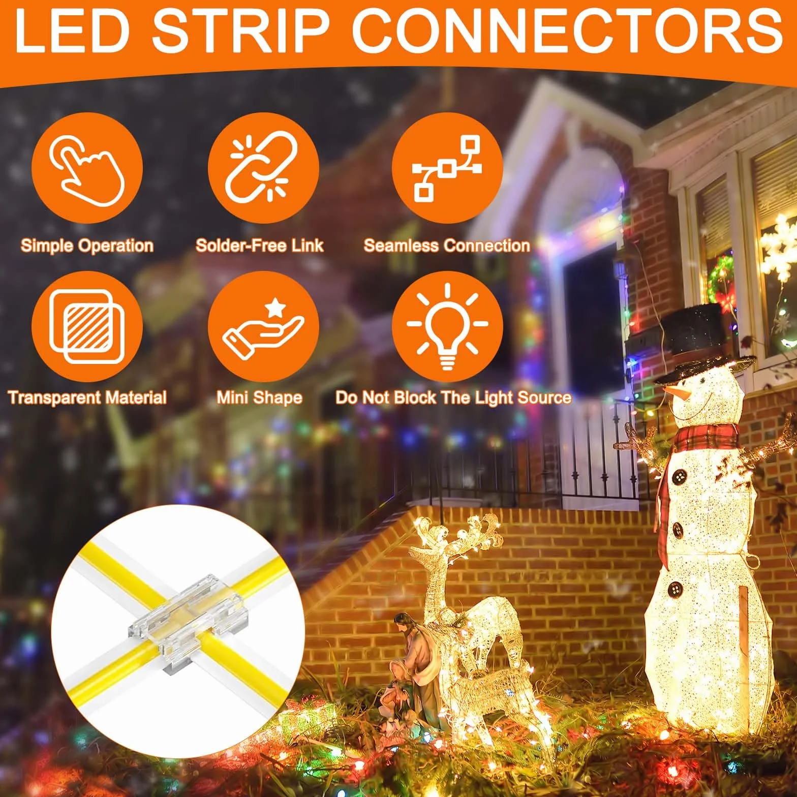 Złącze LED 8 mm 2-biegunowe COB/SMD 2 piny bezlutownicze 20 sztuk