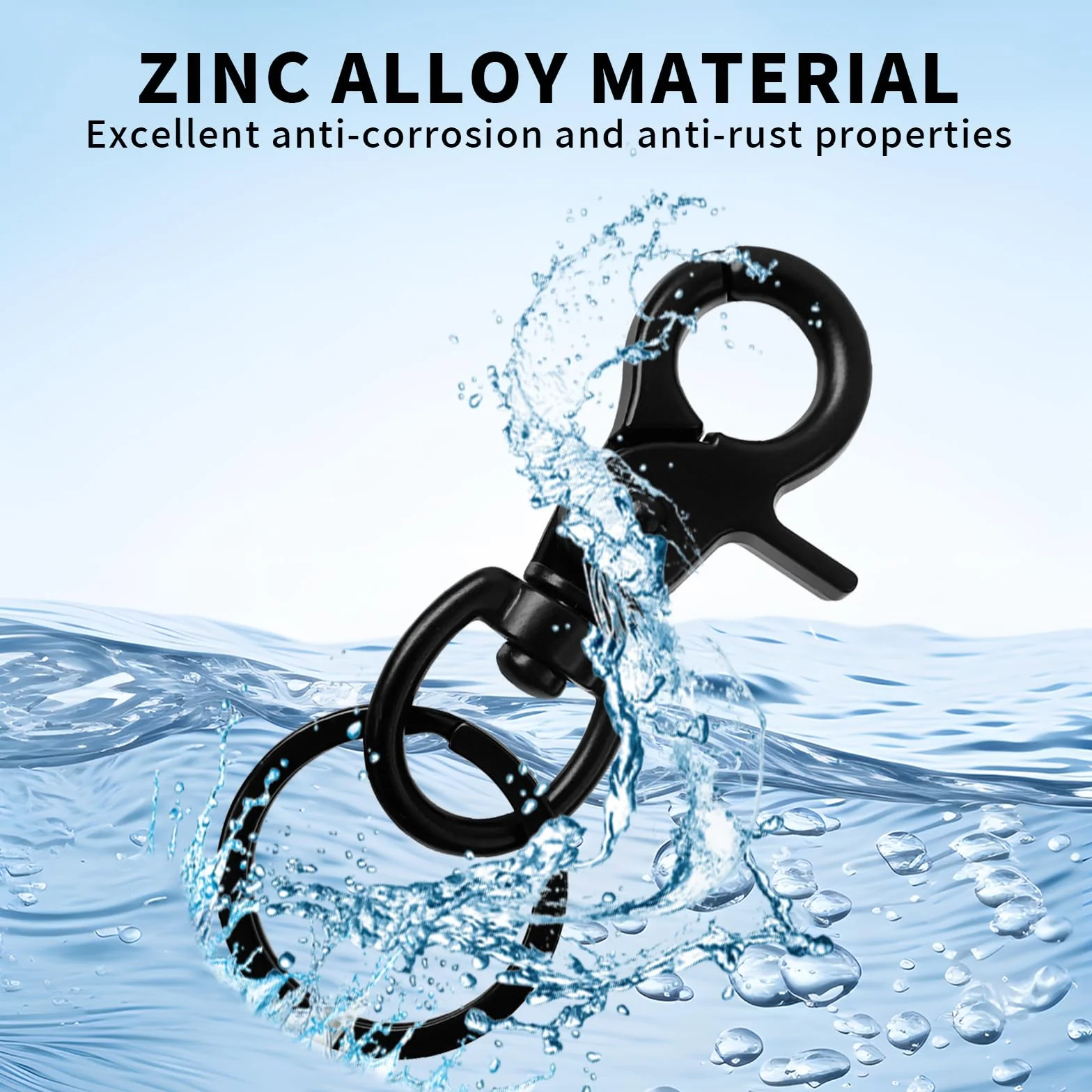 6 szt. Czarny 60 mm Haki obrotowe ze stopu cynku i 6 szt. Brelok do kluczy