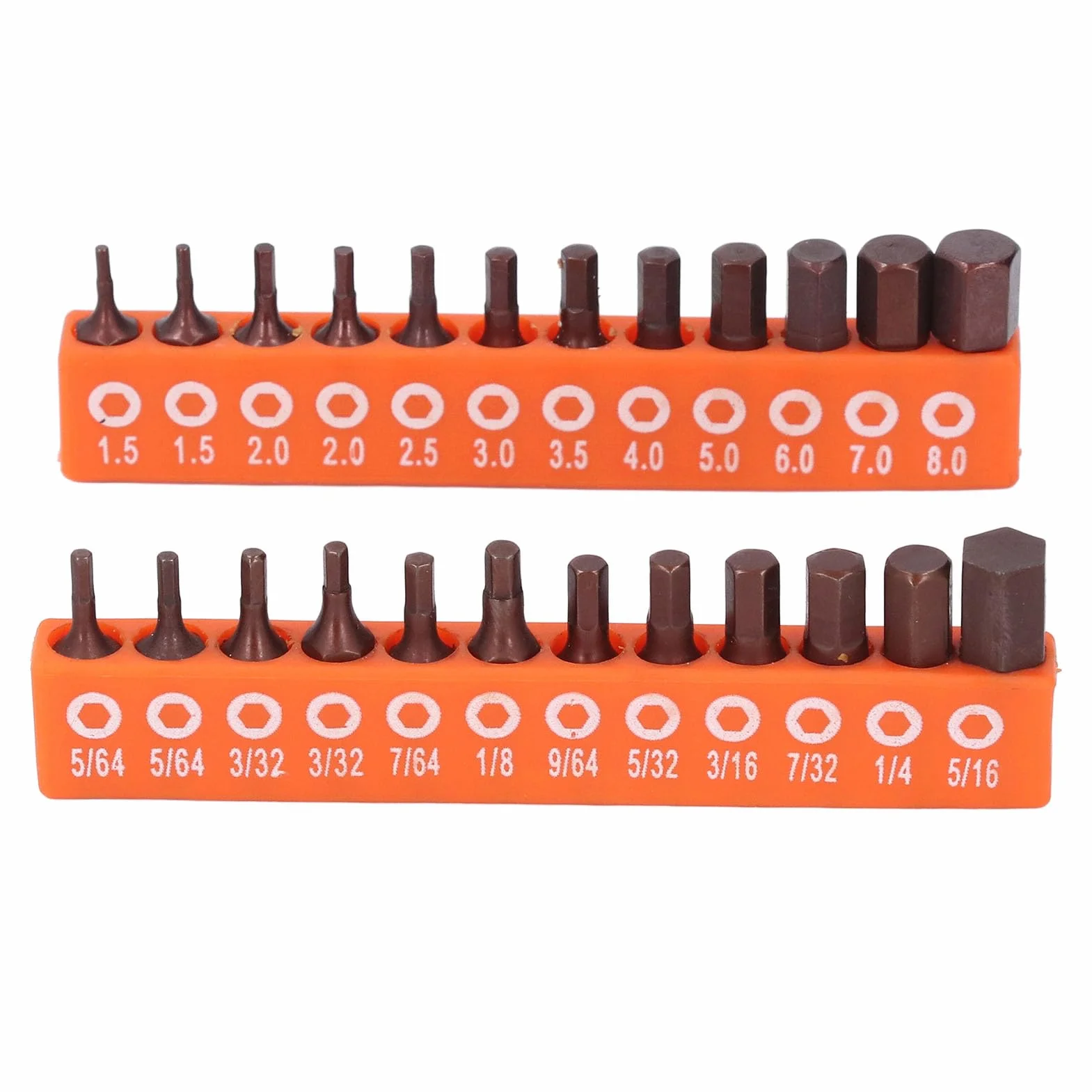 24-częściowy zestaw bitów sześciokątnych S 2 stal stopowa 1/4" 1,5-8 mm 5/64-5/16" klasy przemysłowej