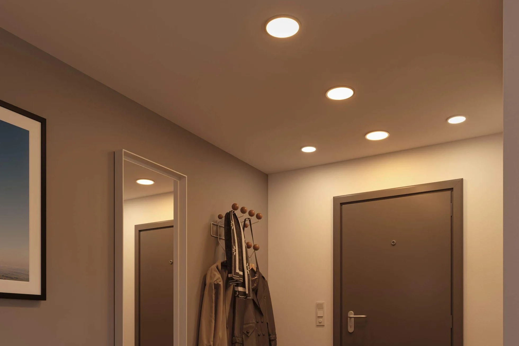 Paulmann 93035 panel LED oprawa wpuszczana Areo VariFit IP44 neutr. biała 118mm okrągła w kompl. lampa sufitowa biała 1x6,5 W tw. sztuczne 4000 K