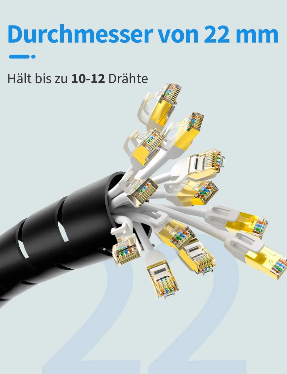 Shinfly Schludny rękaw do zarządzania kablami 6 m, organizer na przewody ∅0,221 cm, czarna