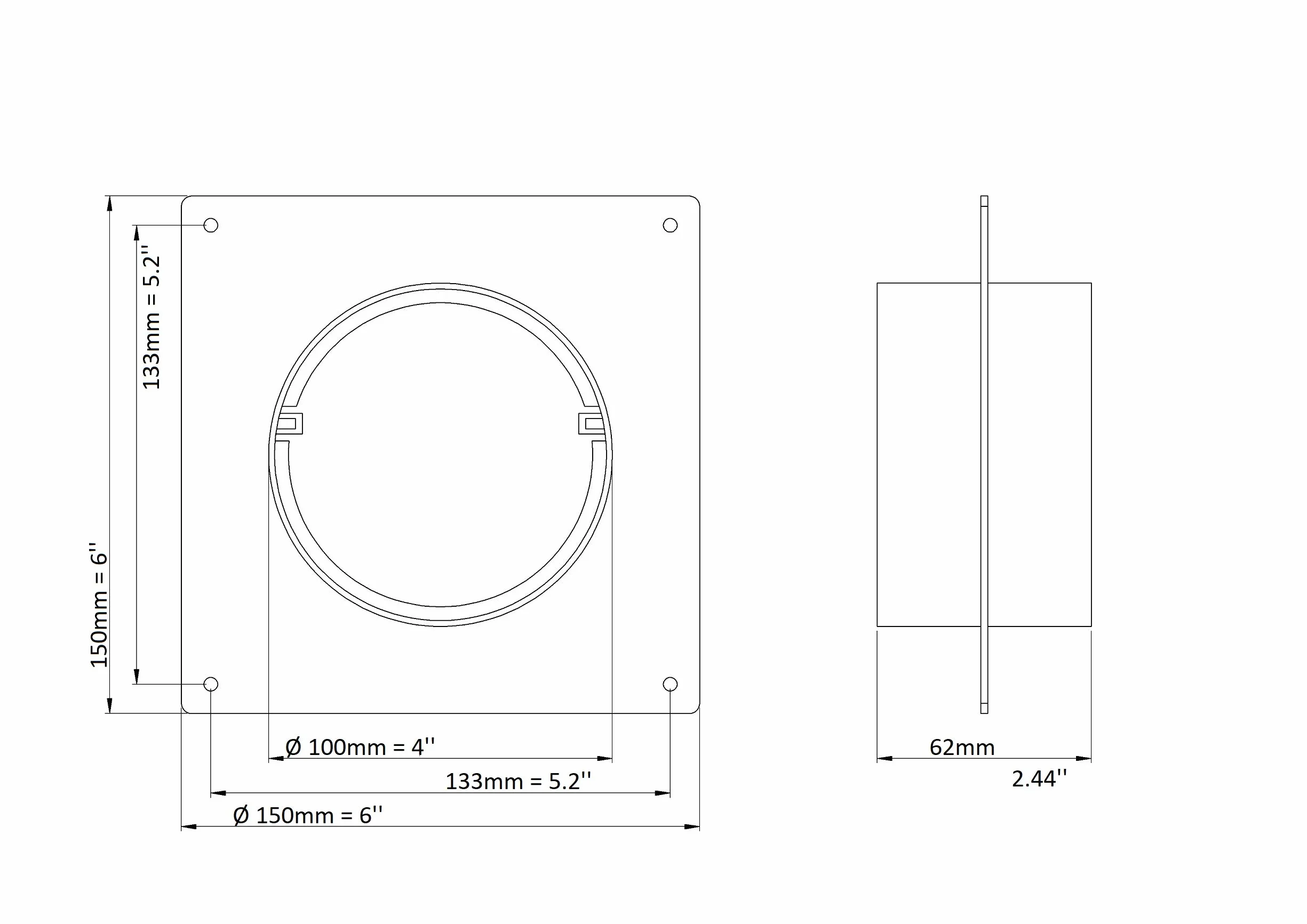 Steinberg14 Kołnierz ścienny 100 mm PVC łącznik rura okrągła wentylacyjna
