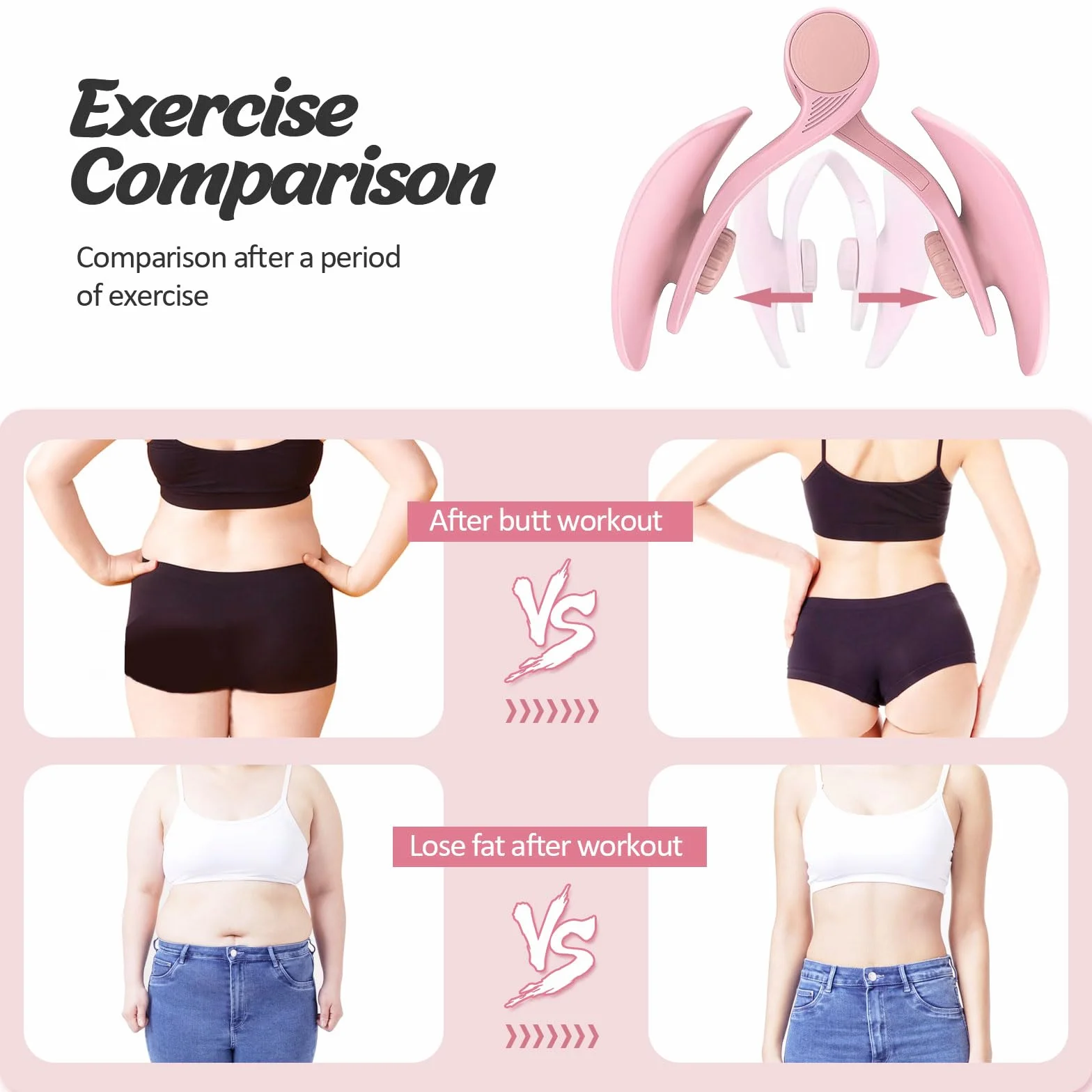 LeapBeast Hip Trainer trener mięśni dna miednicy, przyrząd treningowy do kobiecych pośladków, korekcji pośladków, ramion, nóg, klatki piersiowej, trenażer ramion i nóg (grubość 7 kg, różowy)
