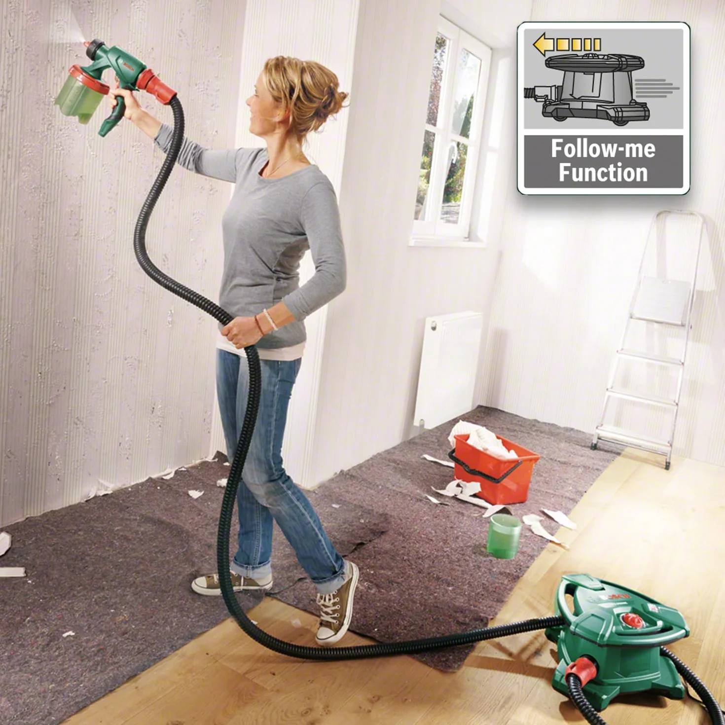 Bosch System natryskowy PFS 5000 E (1200 W, 2 x pojemnik na farbę 1000 ml, dysze do farb ściennych, lakierów i lazur, w kartonie)