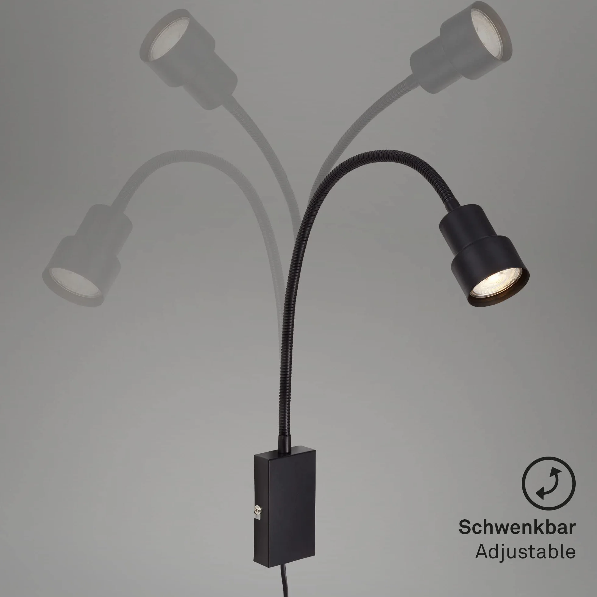 BRILONER Lampka do czytania LED ścienna wychylna z włącznikiem
